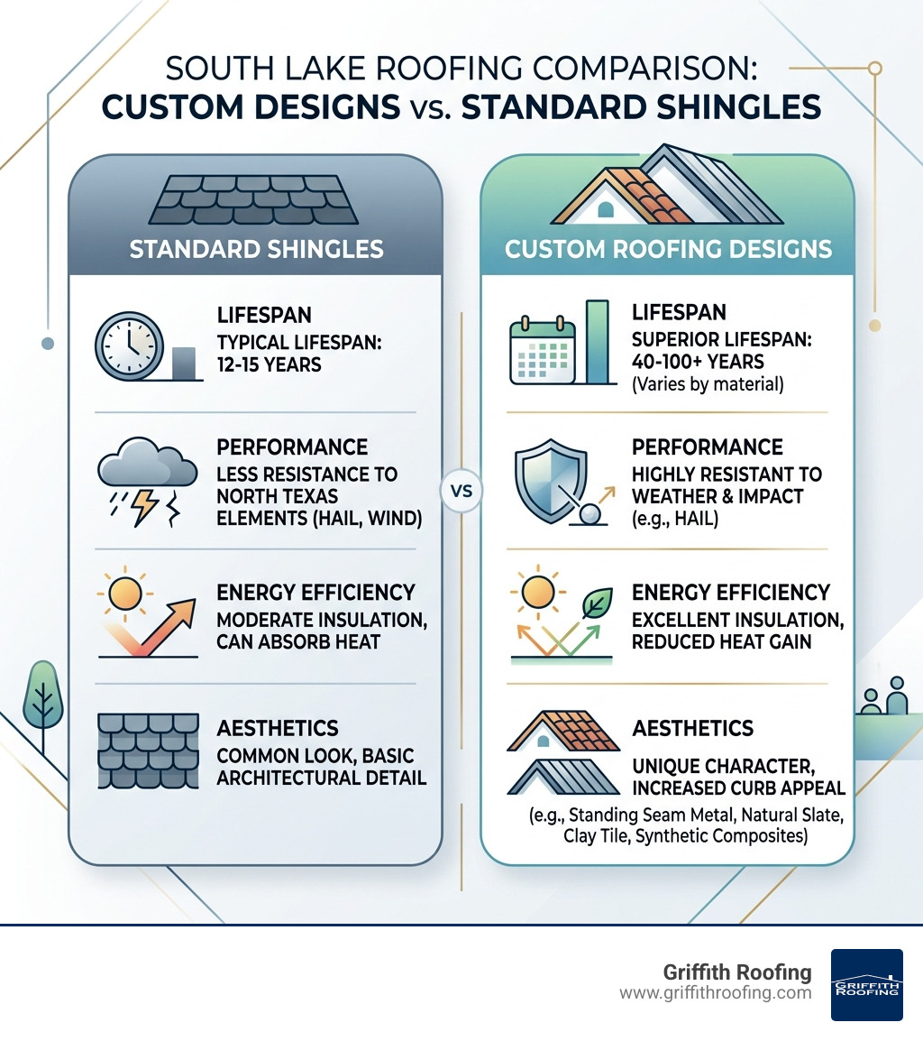 Custom roofing designs Southlake: benefits comparison infographic vs standard shingles - custom roofing designs southlake Custom roofing designs Southlake: benefits comparison infographic vs standard shingles - custom roofing designs southlake