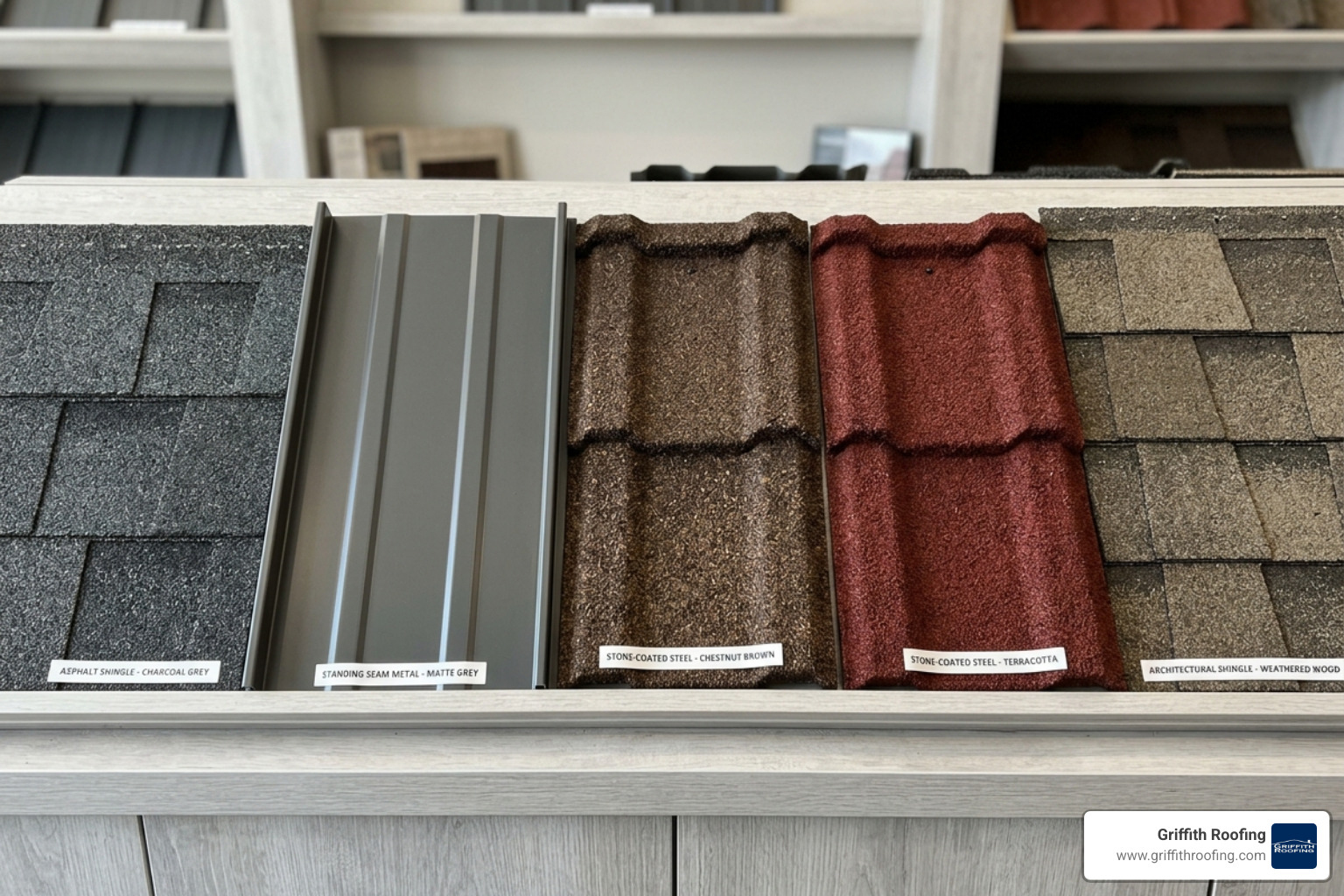 various roofing material samples including asphalt, metal, and stone coated steel - frisco roofing contractor various roofing material samples including asphalt, metal, and stone coated steel - frisco roofing contractor