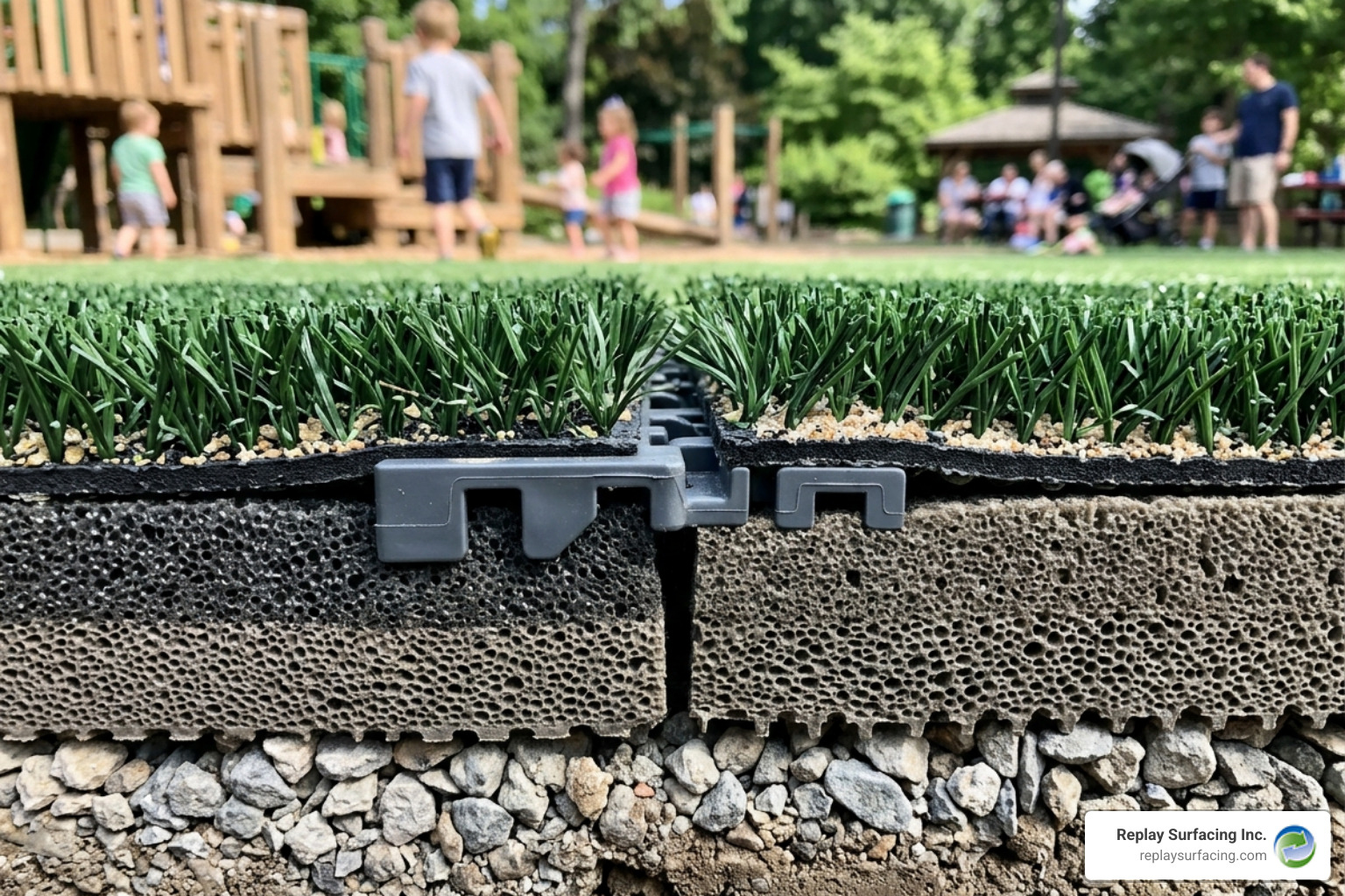 interlocking turf tile mechanism and foam base layers - playground turf tiles interlocking turf tile mechanism and foam base layers - playground turf tiles
