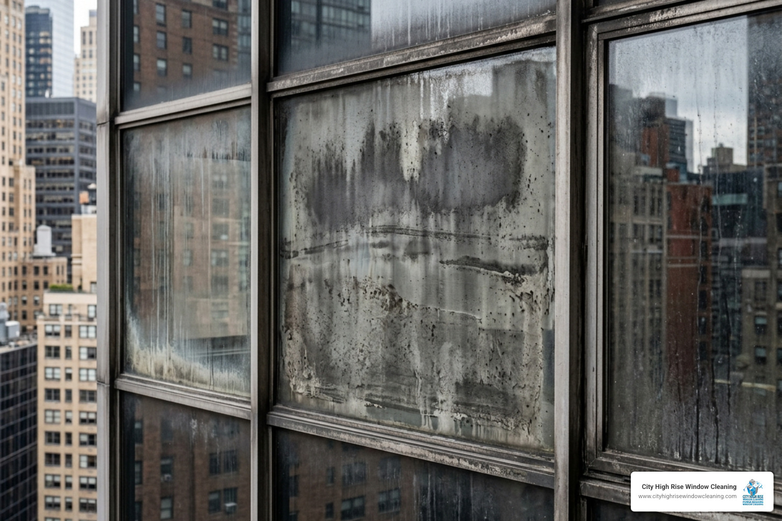 Carbon buildup on a glass facade, highlighting the need for high-rise window cleaning NYC. - high-rise window cleaning NYC Carbon buildup on a glass facade, highlighting the need for high-rise window cleaning NYC. - high-rise window cleaning NYC