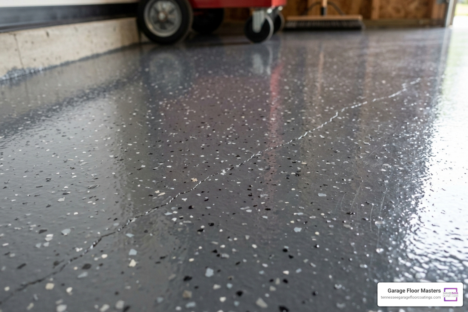 hairline crack in a finished epoxy floor - crack repair epoxy floors