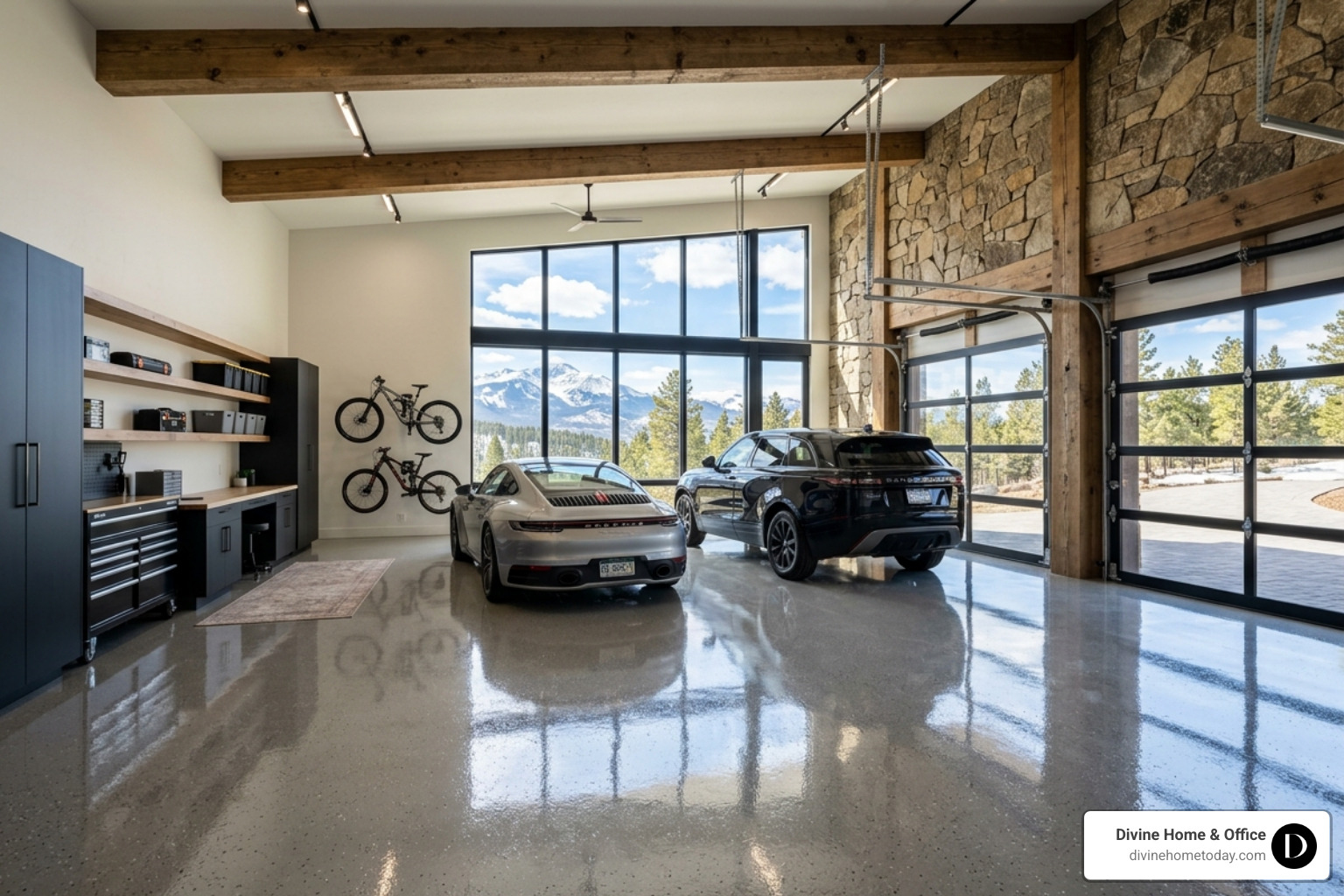 high-gloss polyurea garage flooring in a luxury Denver home - garage renovation ideas