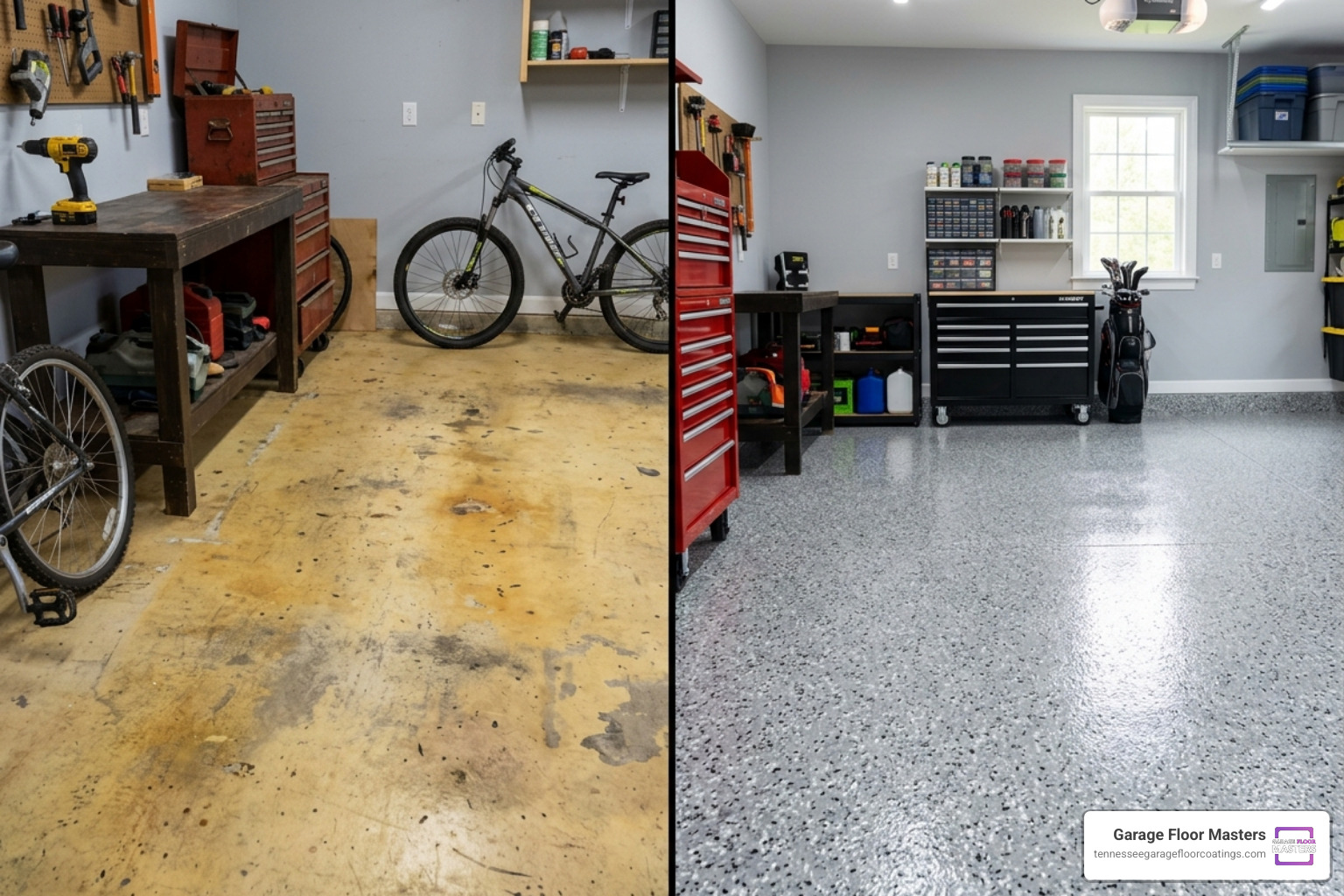 Comparison of yellowed standard epoxy versus a clear UV resistant coating - UV resistant epoxy floors Comparison of yellowed standard epoxy versus a clear UV resistant coating - UV resistant epoxy floors