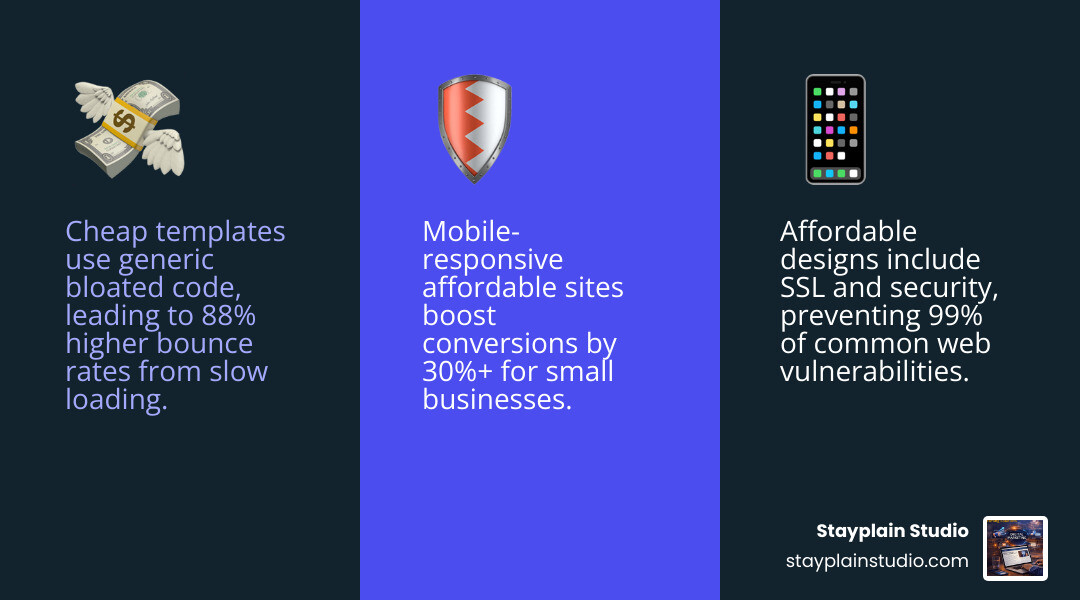 comparison chart of cheap vs affordable web design features and outcomes - affordable web design for small business