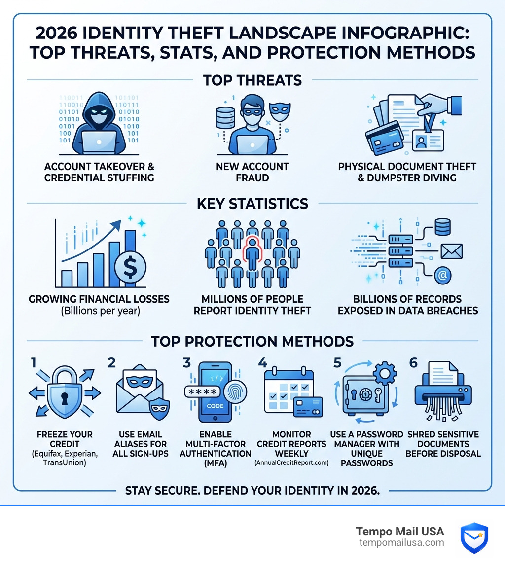 2026 identity theft landscape infographic: top threats, stats, and protection methods - best way to protect against identity 2026 identity theft landscape infographic: top threats, stats, and protection methods - best way to protect against identity