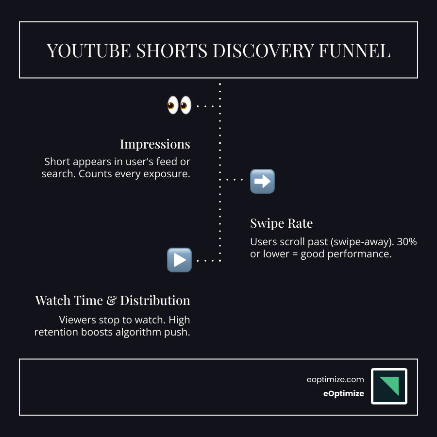 YouTube Shorts discovery funnel showing impressions, swipe rate, watch time, and algorithmic distribution - what is a good YouTube Shorts discovery funnel showing impressions, swipe rate, watch time, and algorithmic distribution - what is a good