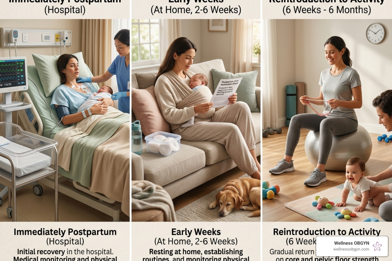 visual guide to the three stages of postpartum recovery - postpartum self care