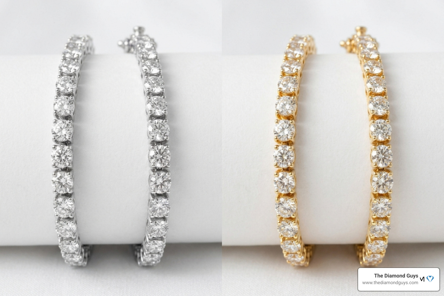 Comparison of white gold vs yellow gold tennis bracelet settings - 10 carat tennis bracelet