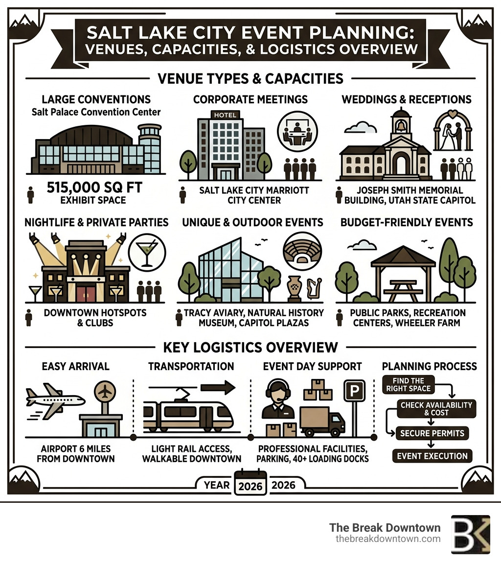 Salt Lake City event planning venue types, capacities, and key logistics overview - host an event in salt lake city Salt Lake City event planning venue types, capacities, and key logistics overview - host an event in salt lake city