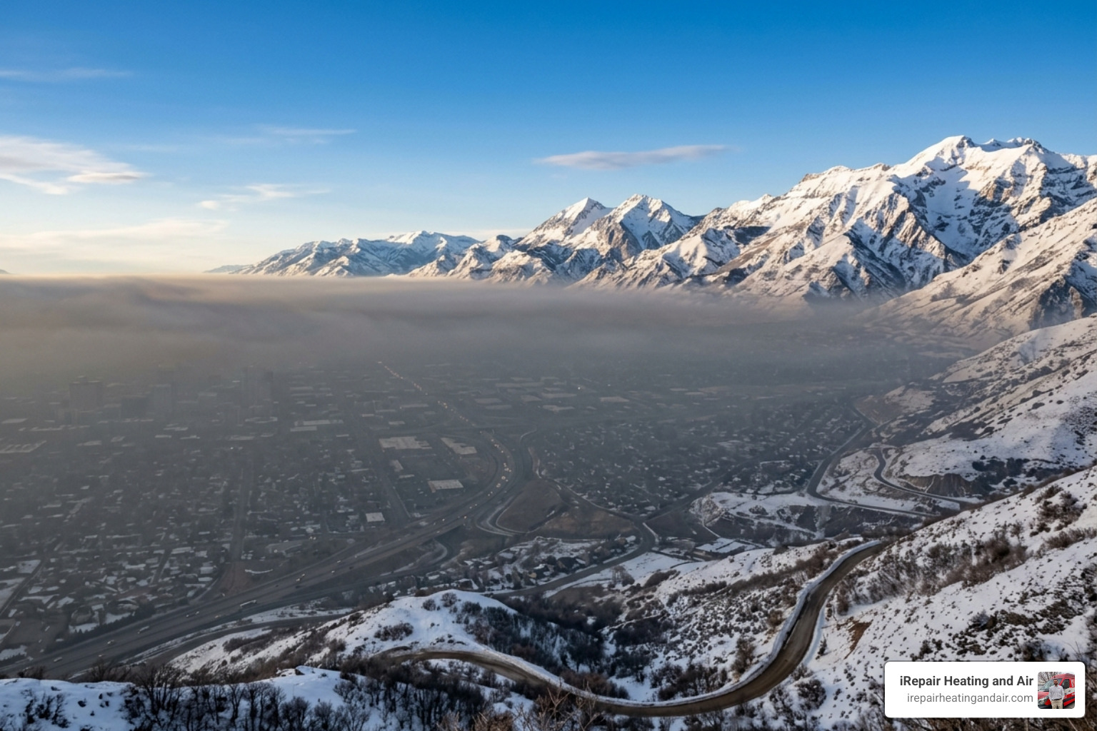 The Wasatch Front during a winter inversion trapping pollutants in the valley - hvac installation services in provo utah