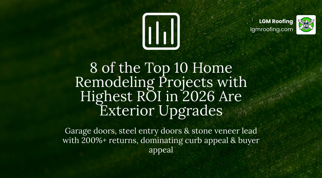 Infographic showing top 10 home remodeling projects ranked by ROI percentage for 2026 - home remodeling projects that add