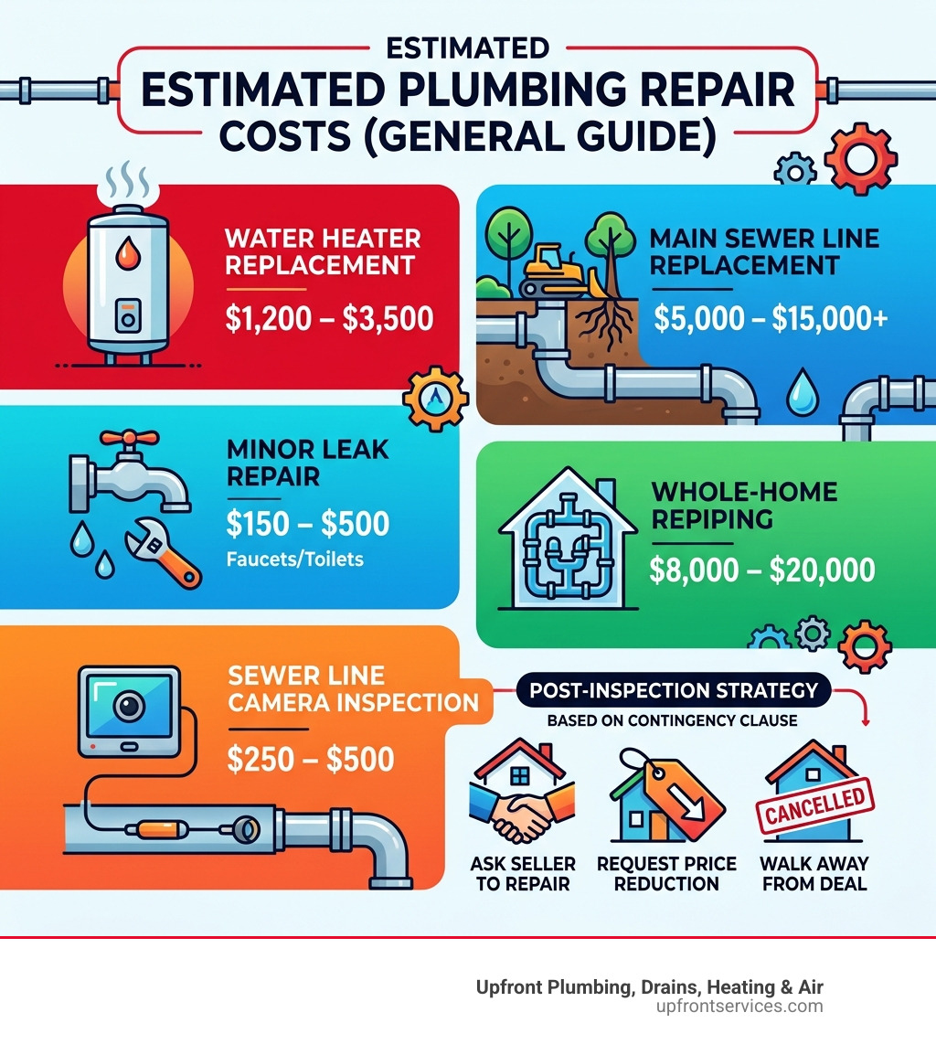 Plumbing repair cost comparison - home buyer plumbing check infographic 