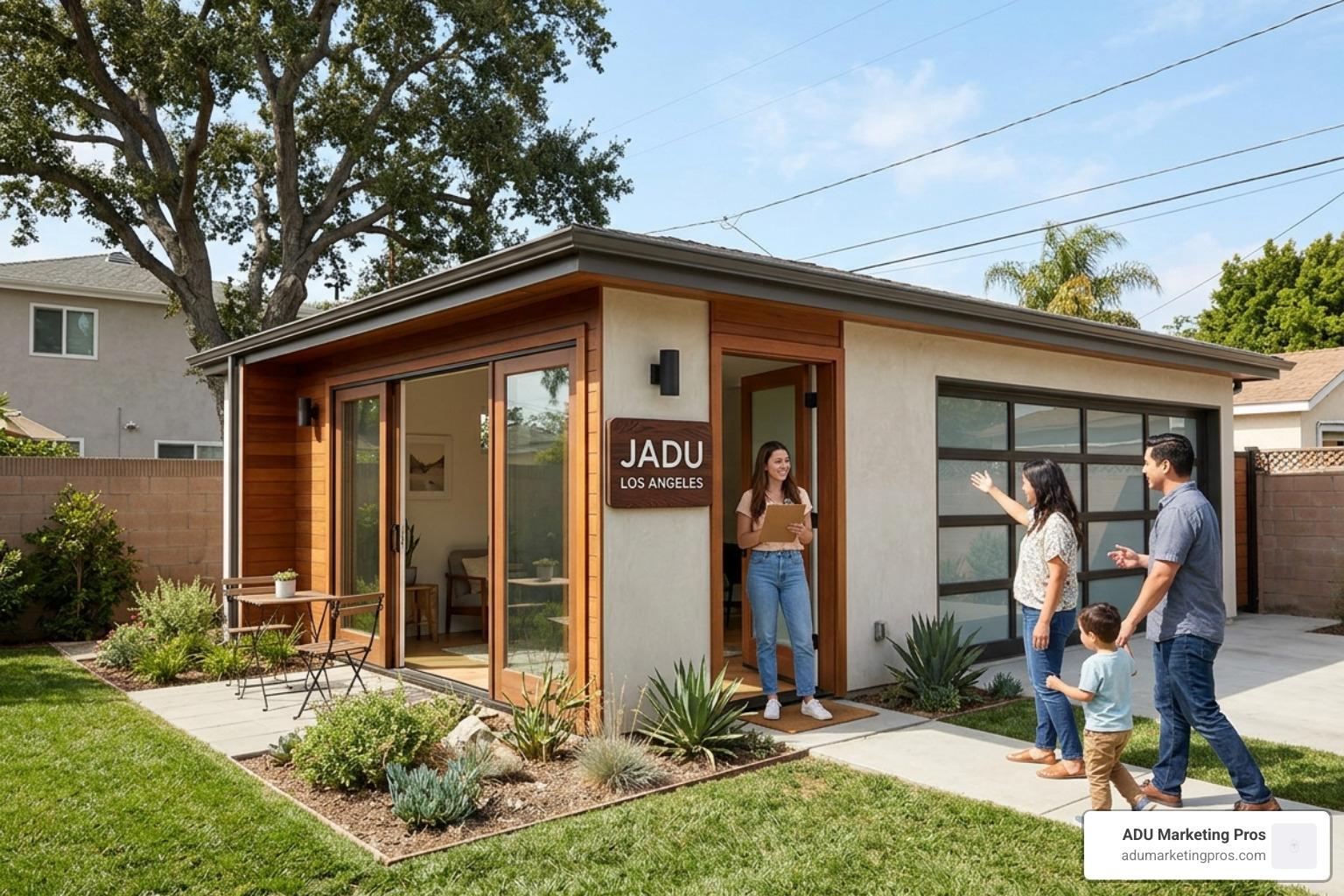 Architectural blueprints for a garage conversion in a Los Angeles residential zone - Los Angeles junior ADU