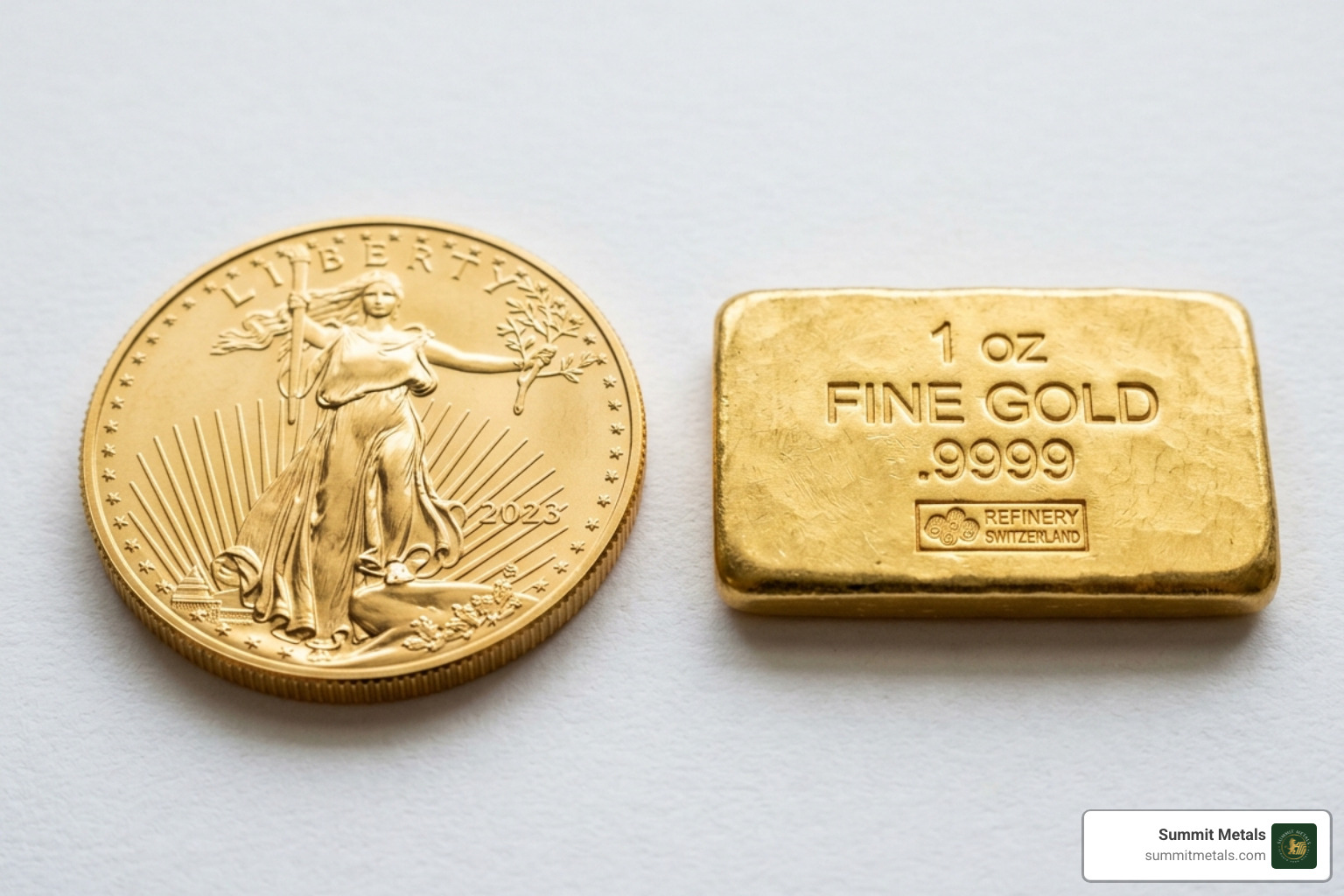 A gold coin compared to a gold bar - what does ira eligible gold mean