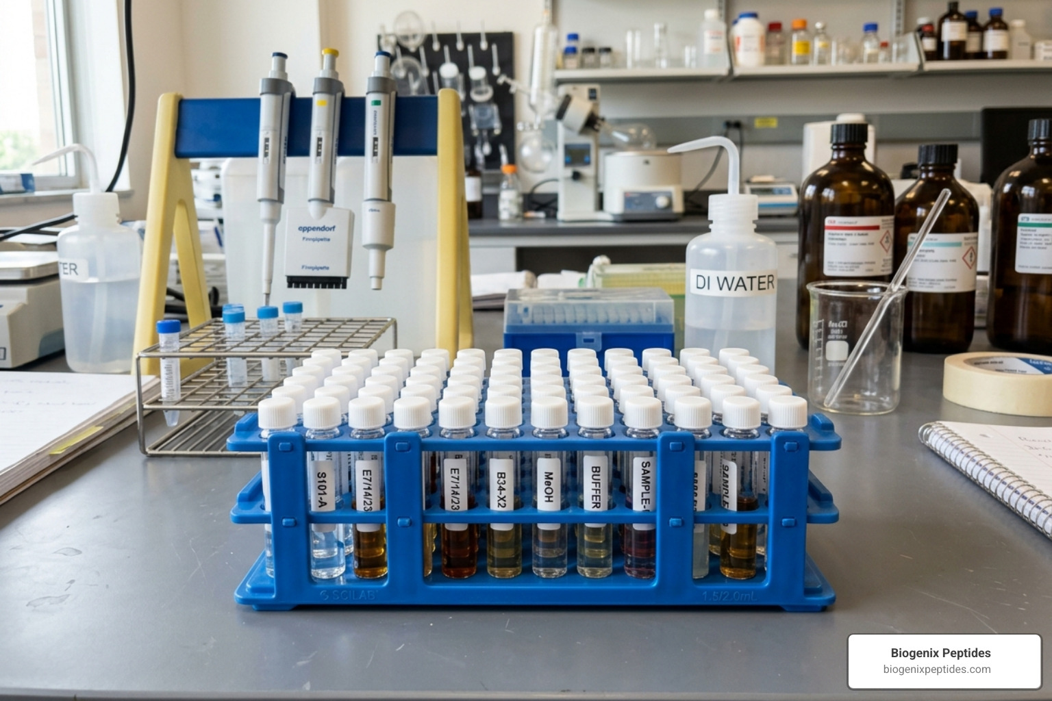 A stackable polypropylene vial rack used for laboratory organization - vial holder A stackable polypropylene vial rack used for laboratory organization - vial holder
