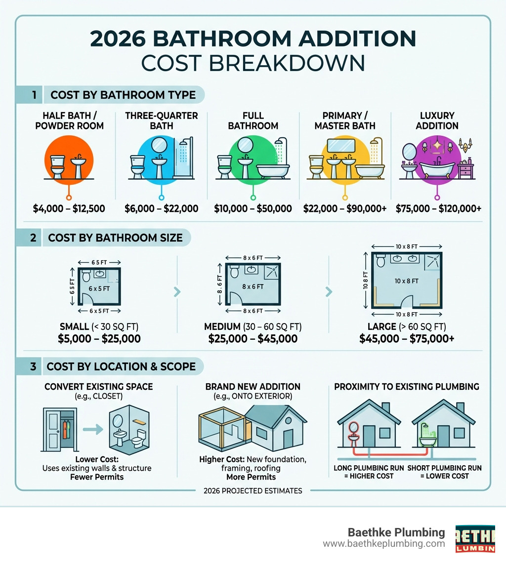 2026 bathroom addition cost breakdown by type, size, and location infographic - average cost to add bathroom infographic 2026 bathroom addition cost breakdown by type, size, and location infographic - average cost to add bathroom infographic