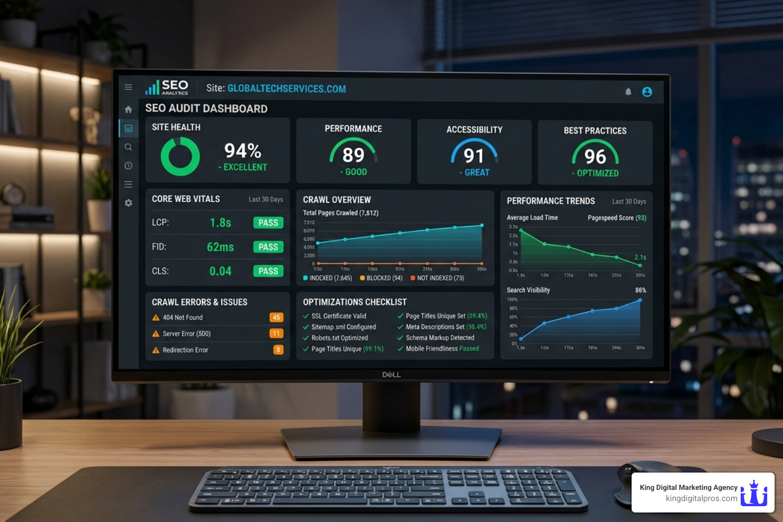 Technical Seo Audit Dashboard Showing Site Health And Performance Metrics - Albuquerque Seo