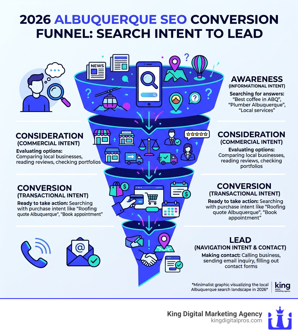 2026 Albuquerque Seo Conversion Funnel Showing Search Intent Stages From Awareness To Lead - Albuquerque Seo Infographic 