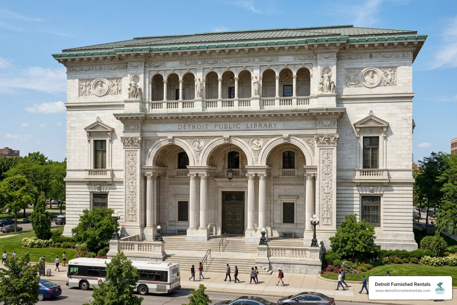 The Detroit Public Library Main Branch featuring Italian Renaissance architecture - Detroit cultural center