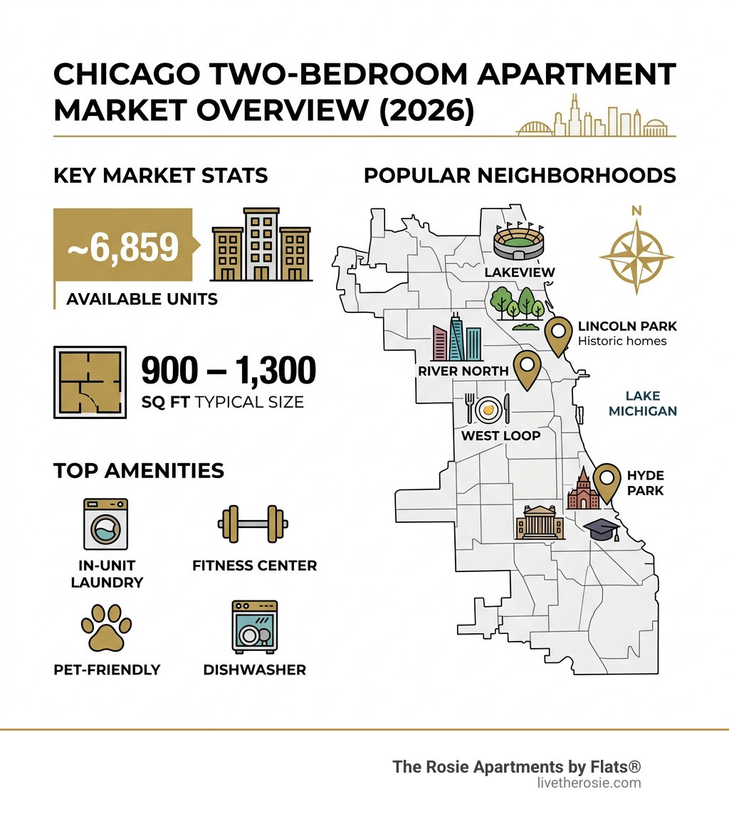 Infographic showing Chicago two-bedroom apartment market overview including size range, neighborhoods, and key amenities - 2 Infographic showing Chicago two-bedroom apartment market overview including size range, neighborhoods, and key amenities - 2