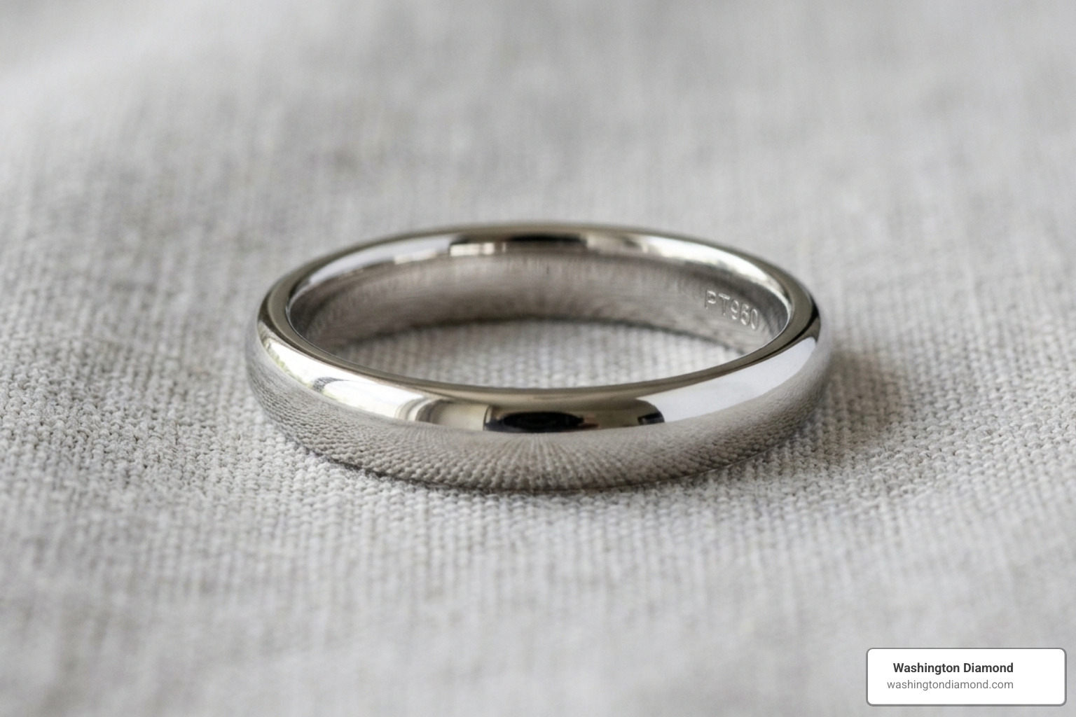 Natural white luster of a polished platinum band - Custom Platinum Wedding Band