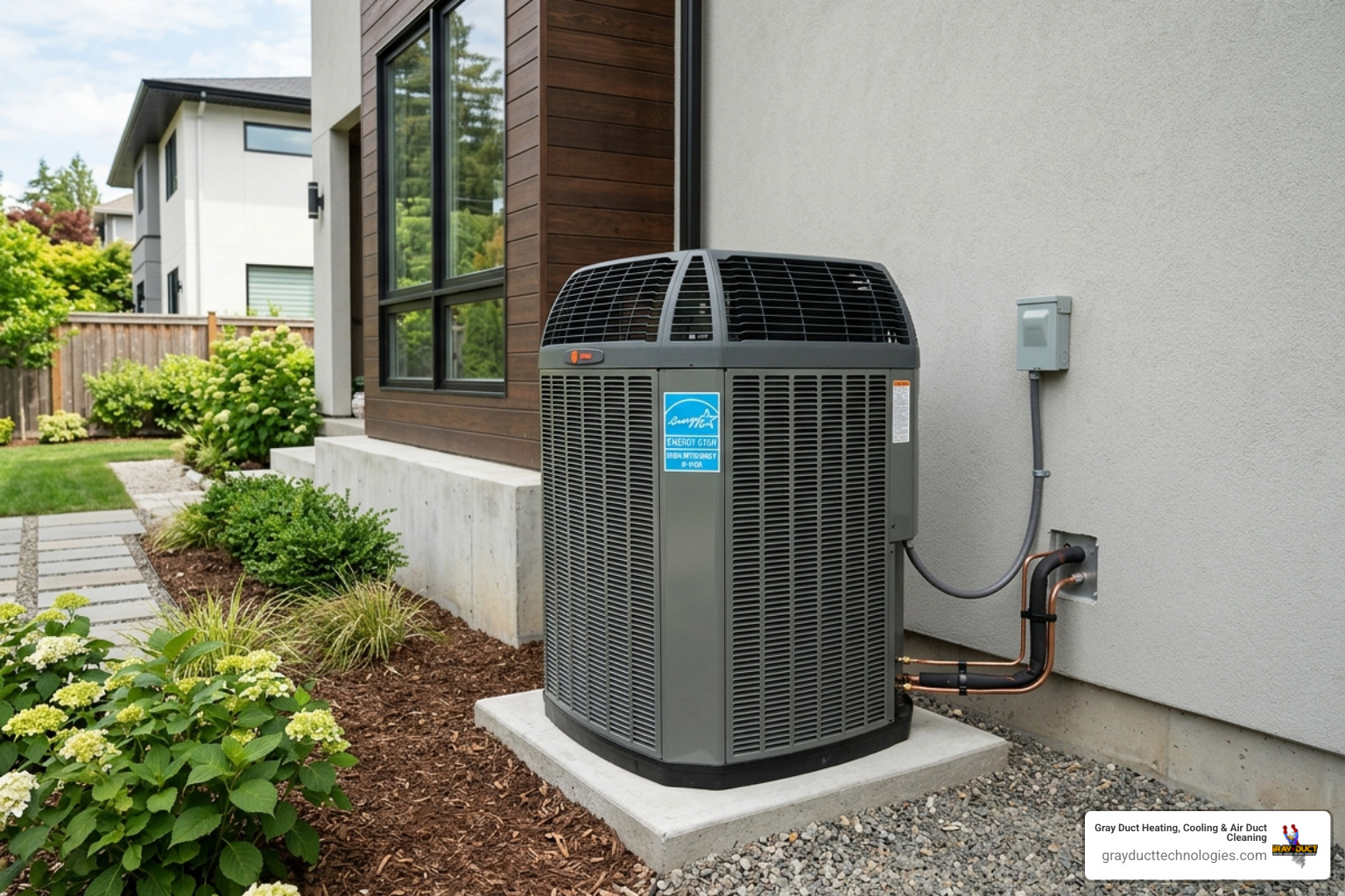 ENERGY STAR logo on a high-efficiency heat pump unit - minnesota energy rebates for hvac upgrades