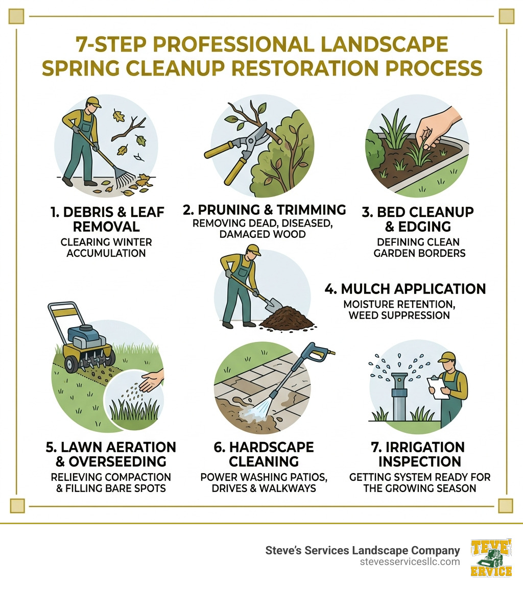 7-step professional landscape spring cleanup restoration process infographic - landscape spring cleanup infographic 7-step professional landscape spring cleanup restoration process infographic - landscape spring cleanup infographic