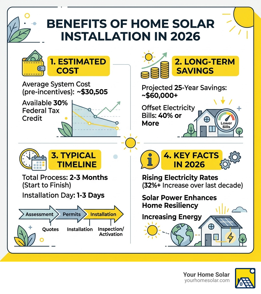 Benefits of home solar installation in 2026: cost, savings, timeline, and key facts - solar energy installation for home Benefits of home solar installation in 2026: cost, savings, timeline, and key facts - solar energy installation for home