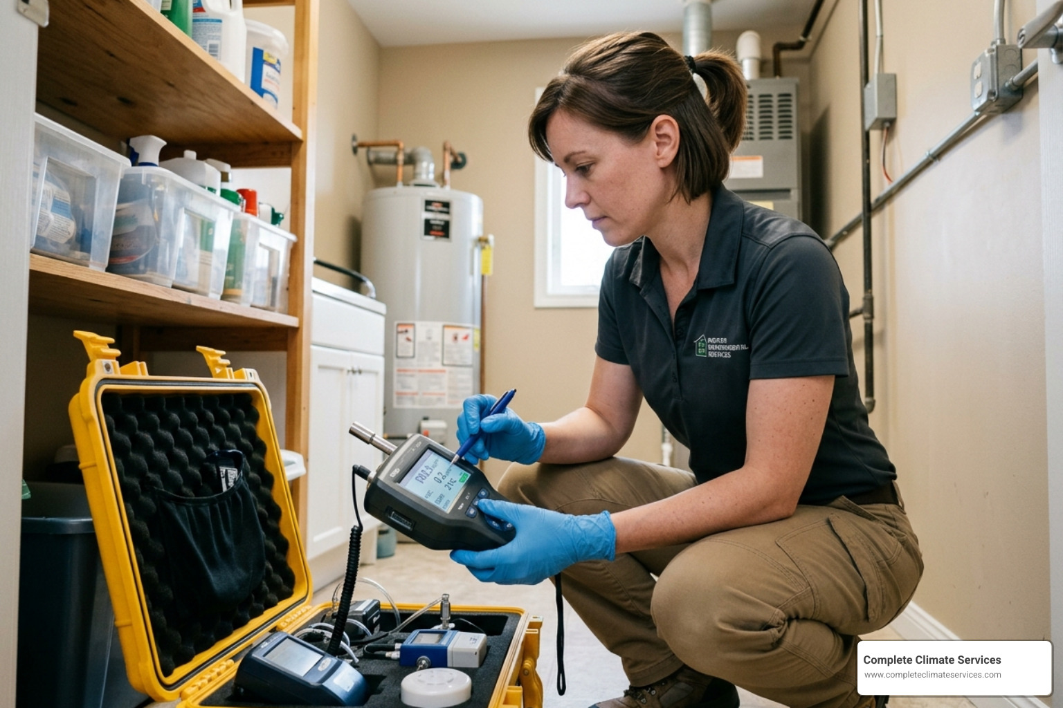 IEP inspecting an HVAC system for signs of moisture and microbial growth - indoor environmental professional