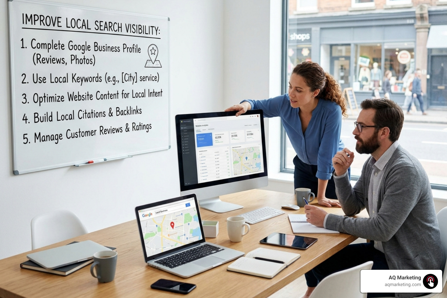 Illustration of AI search results showing local business information and summaries, with a focus on Boston landmarks Illustration of AI search results showing local business information and summaries, with a focus on Boston landmarks