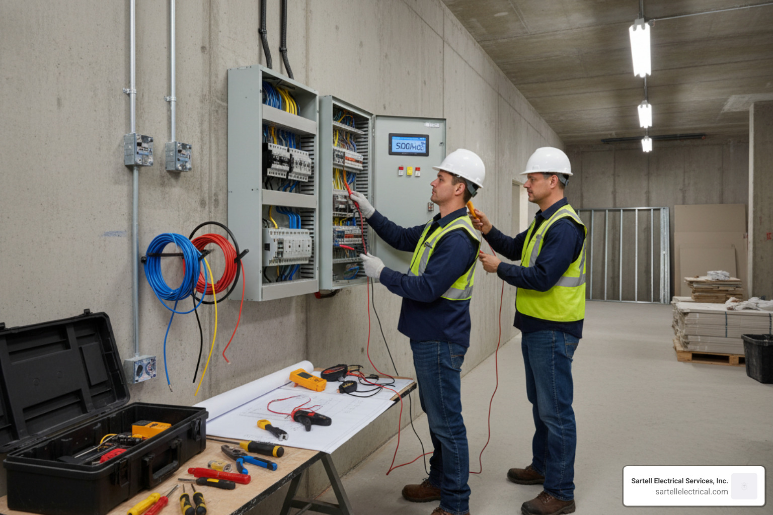 Electrical testing equipment on a commercial project - manage commercial electrical projects Electrical testing equipment on a commercial project - manage commercial electrical projects