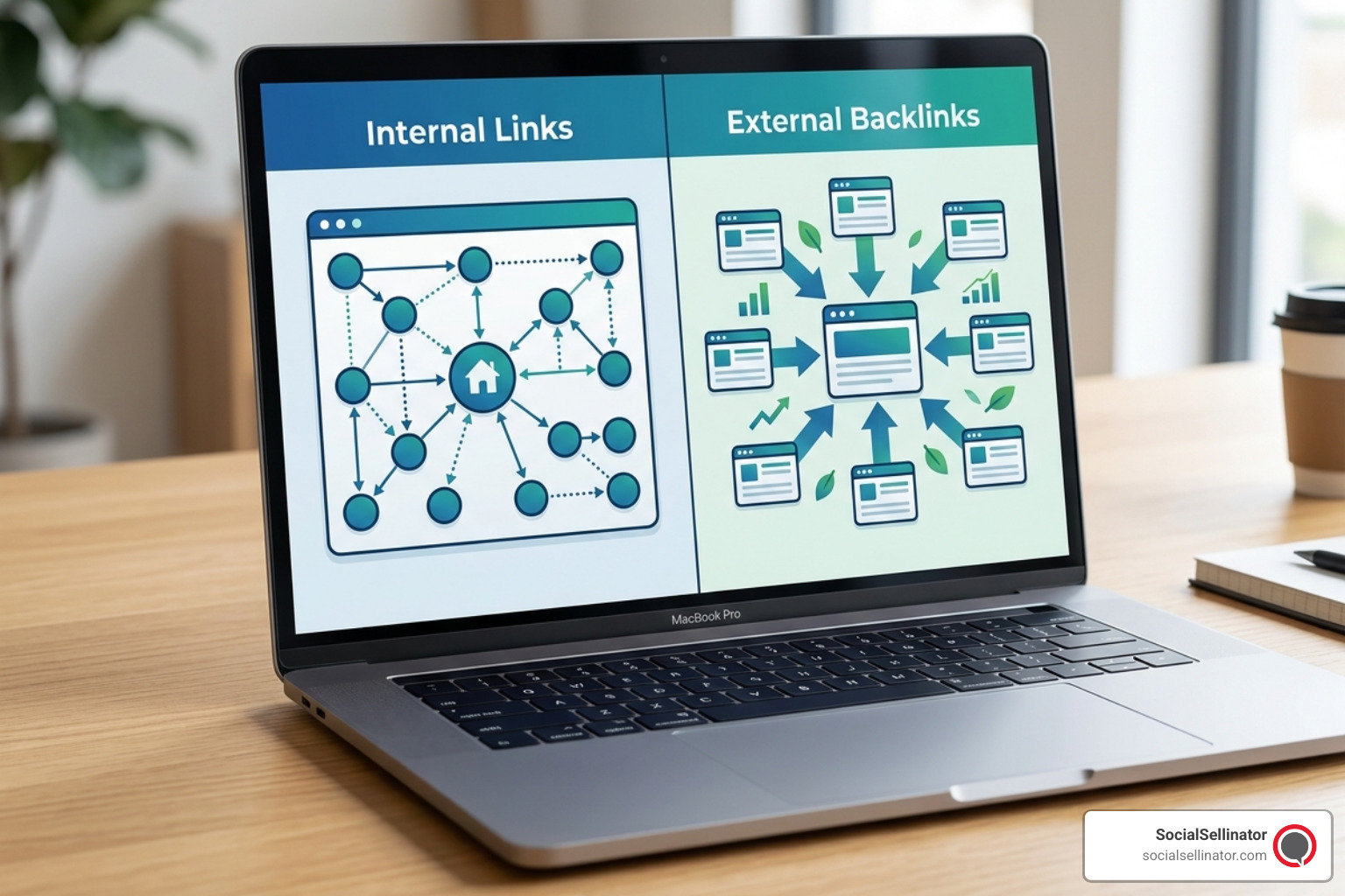 Internal vs external link comparison chart - internal link in seo