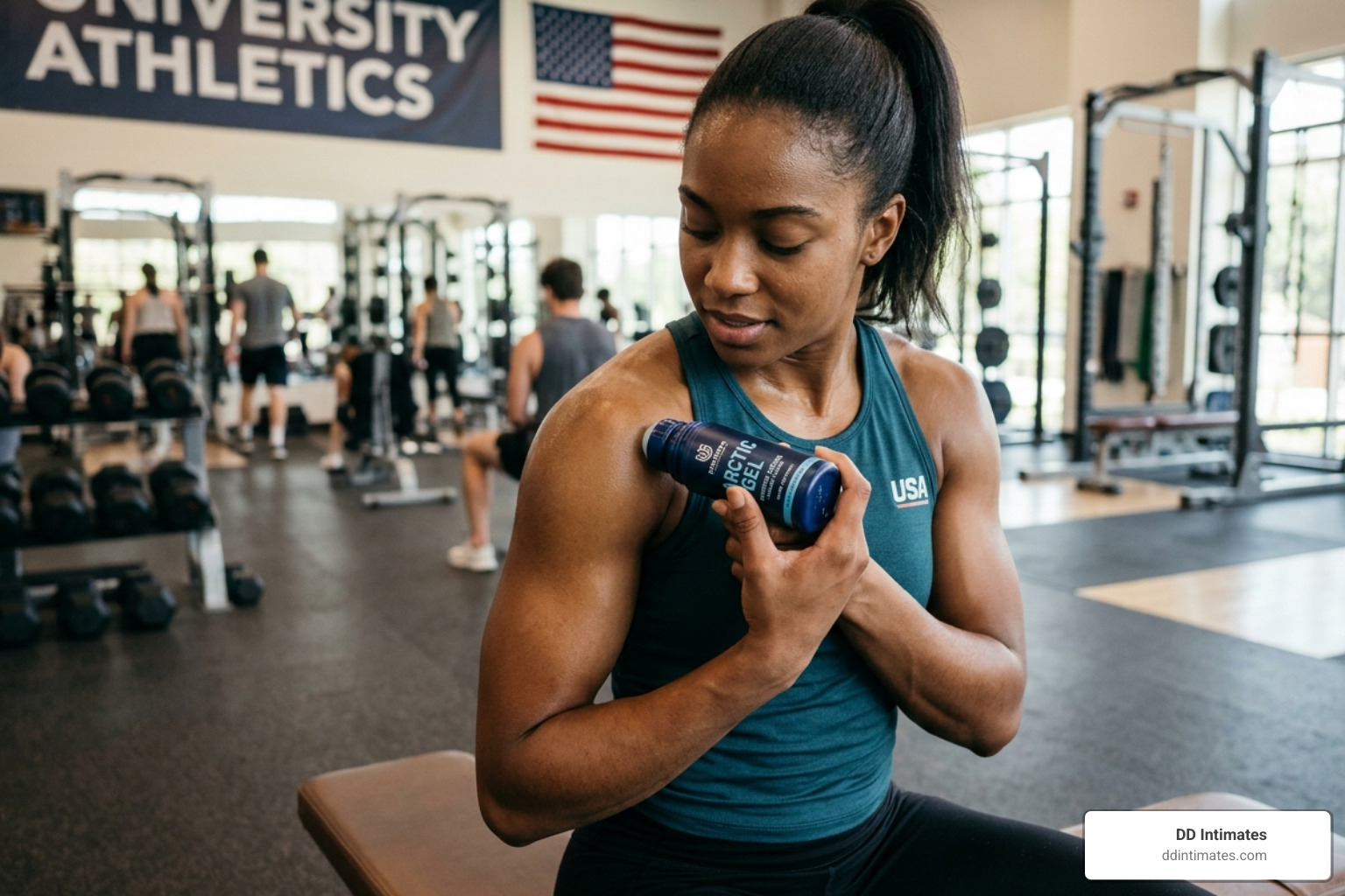 Athlete using a roll-on menthol gel for quick muscle recovery - tingling menthol cooling gel