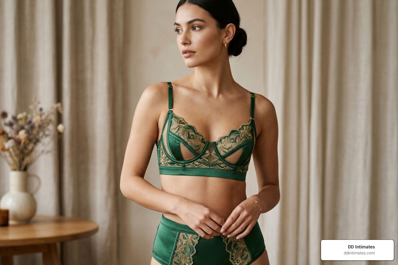 A Studio Pia architectural lingerie set featuring intricate embroidery and sustainable silk - high quality intimates