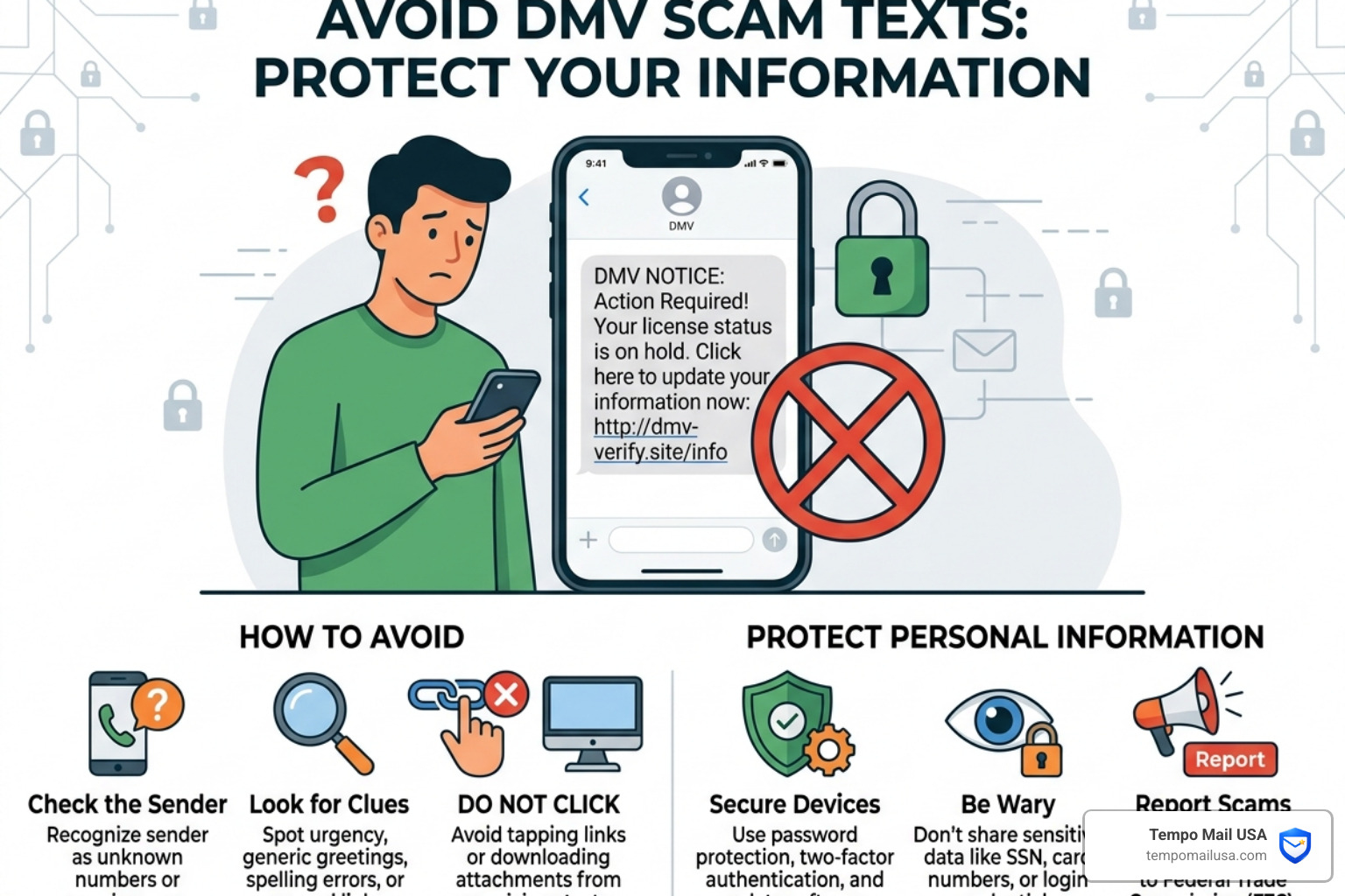 Protected digital identity represented by a shield over personal data icons - dmv scam text messages how to avoid phishing Protected digital identity represented by a shield over personal data icons - dmv scam text messages how to avoid phishing