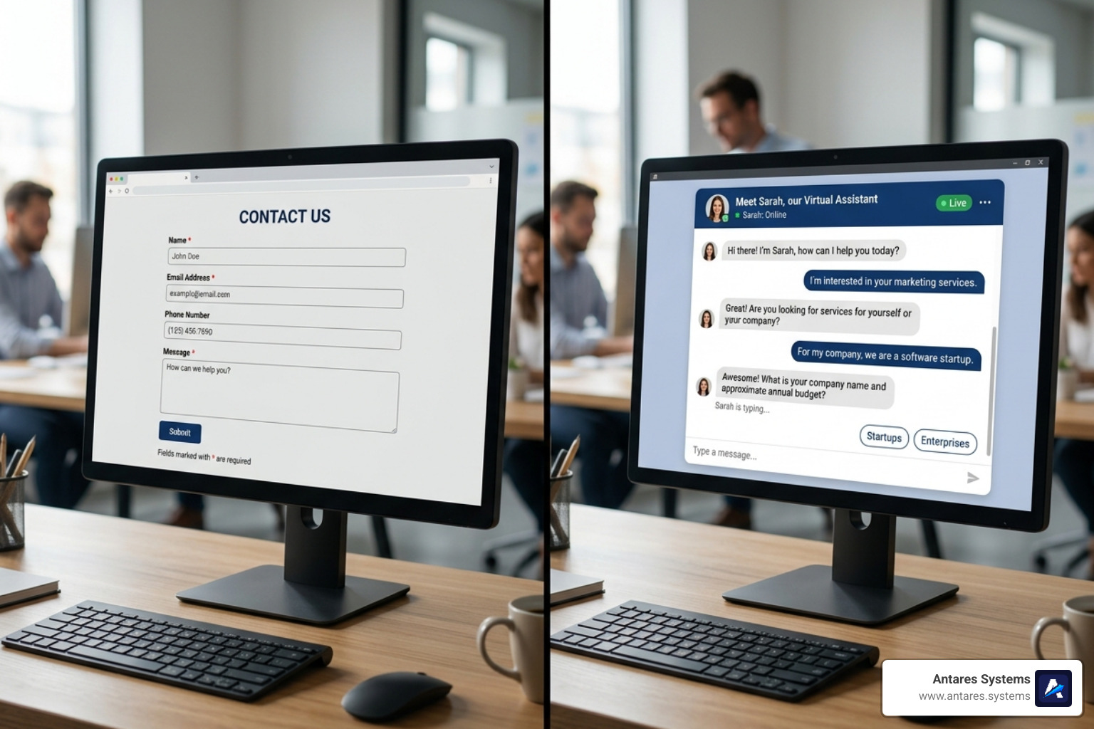 Comparison between static web forms and dynamic AI chat interfaces - AI powered lead capture