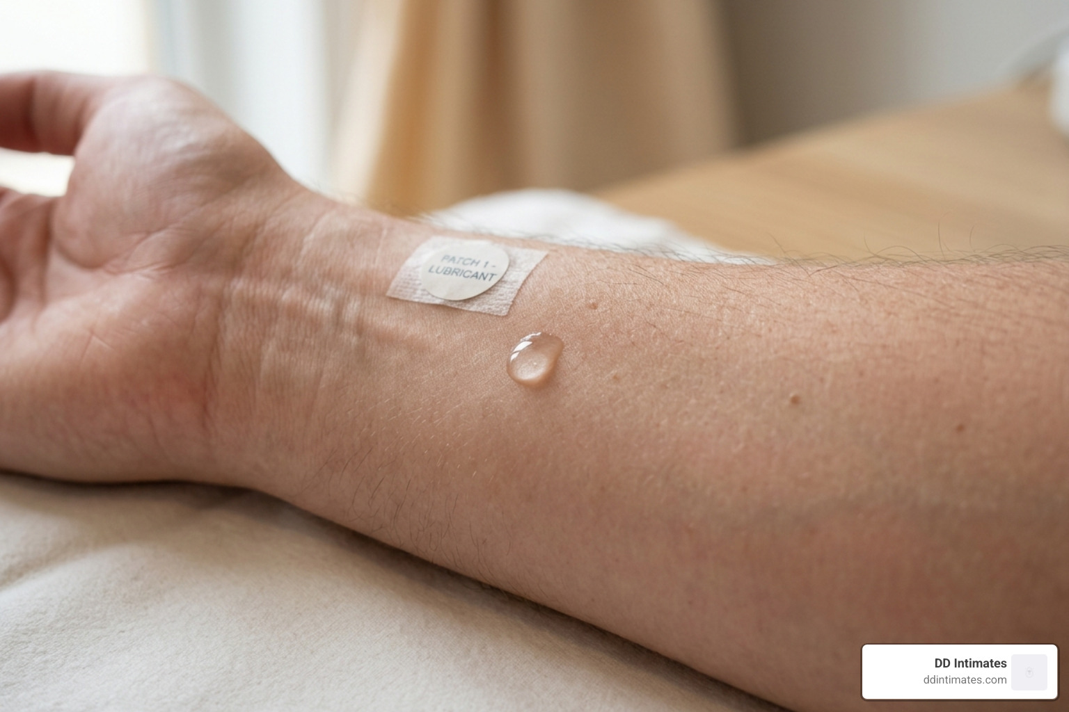 Graphic showing how to perform a skin patch test for new lubricants - tingling sensation lube