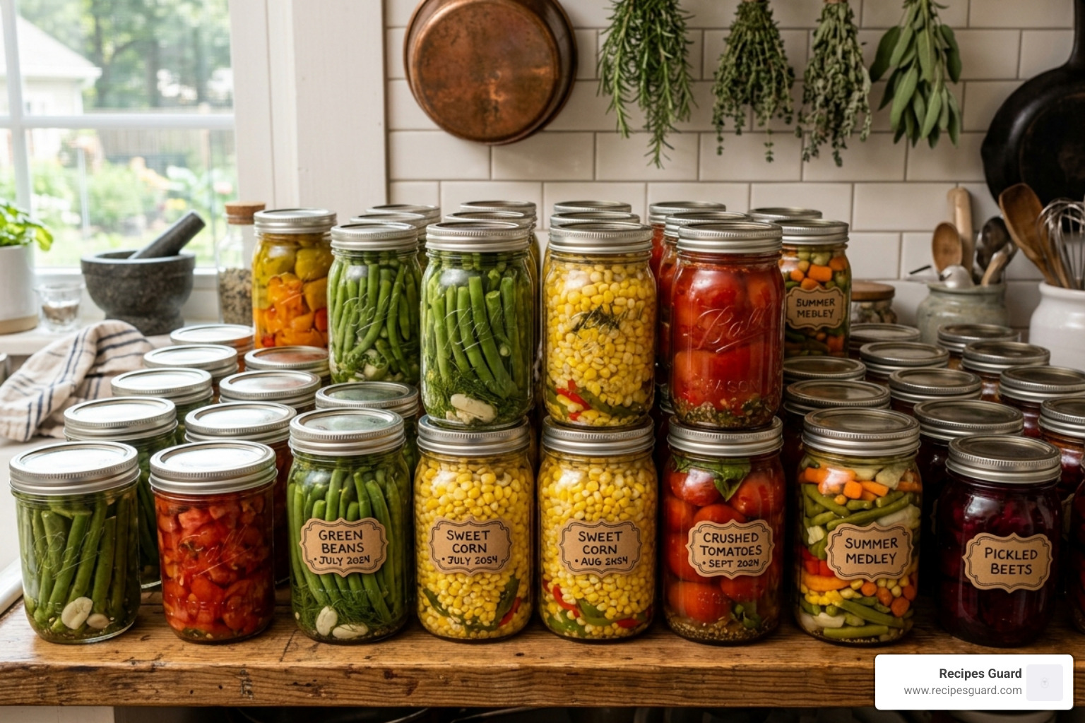 glass canning jars filled with colorful preserved vegetables - how to preserve vegetables at home glass canning jars filled with colorful preserved vegetables - how to preserve vegetables at home