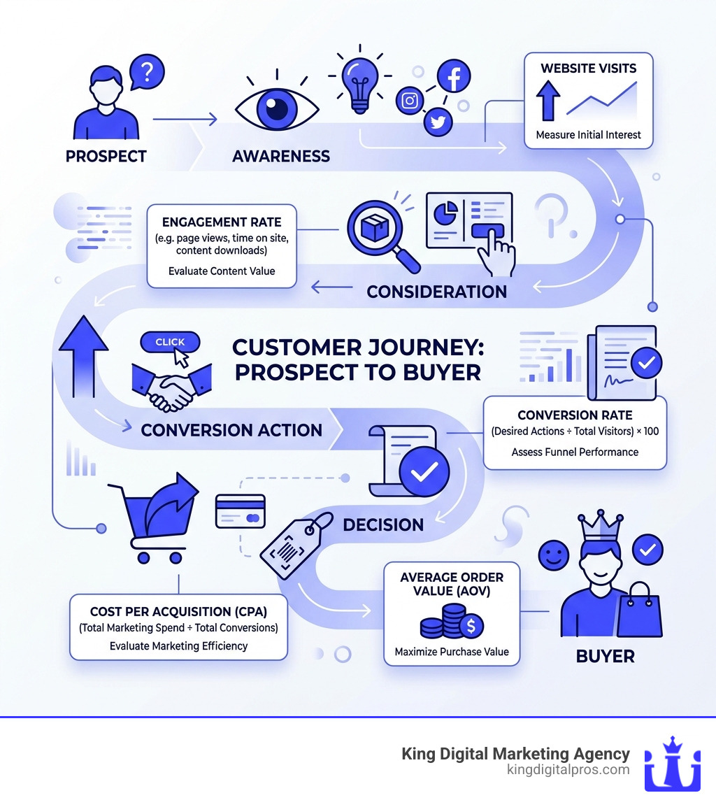 Customer journey infographic from prospect to buyer showing conversion stages and key metrics - customer conversion Customer Journey Infographic From Prospect To Buyer Showing Conversion Stages And Key Metrics - Customer Conversion