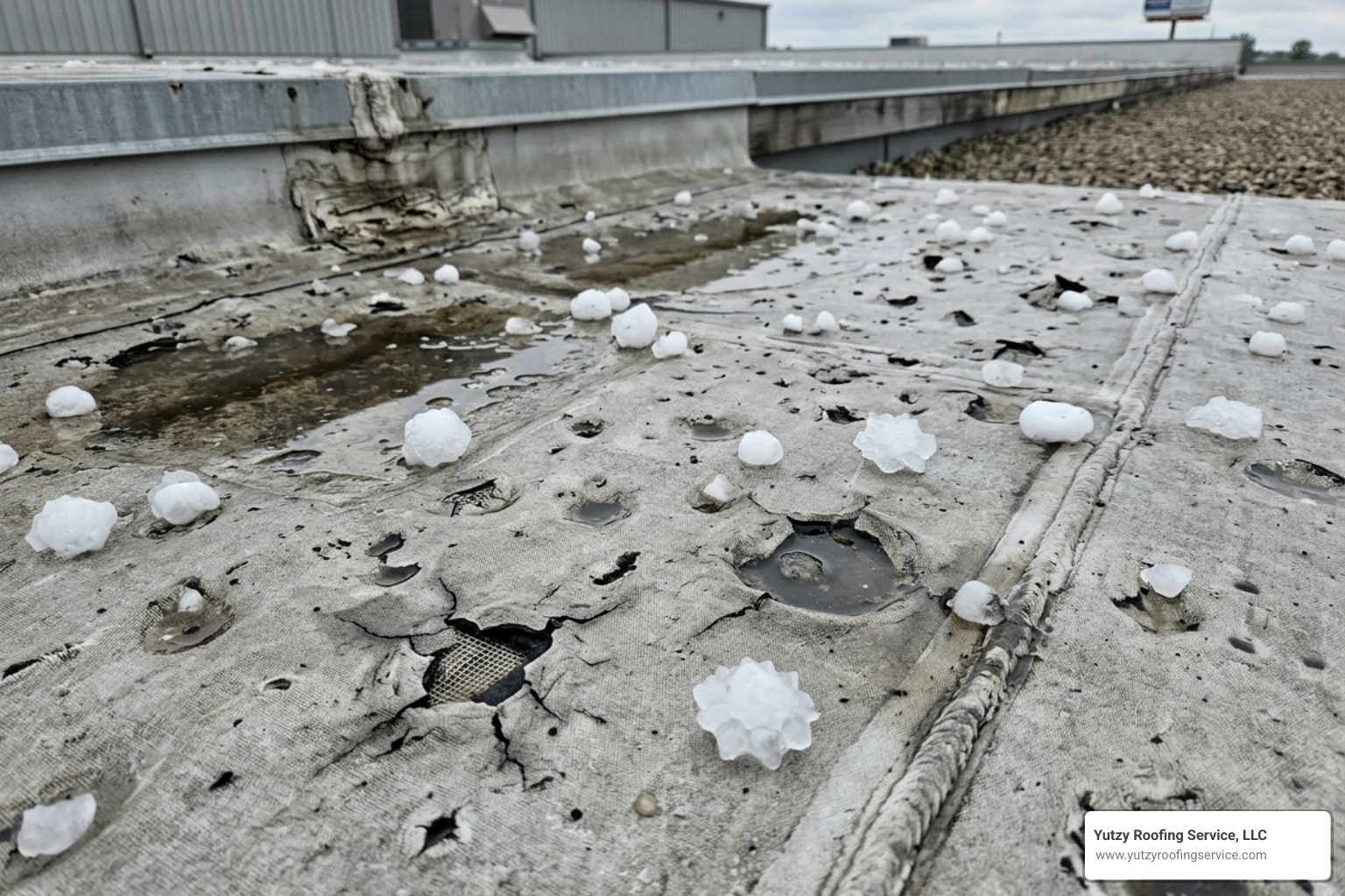 hail damage on a commercial roof surface - roof repair green bay hail damage on a commercial roof surface - roof repair green bay