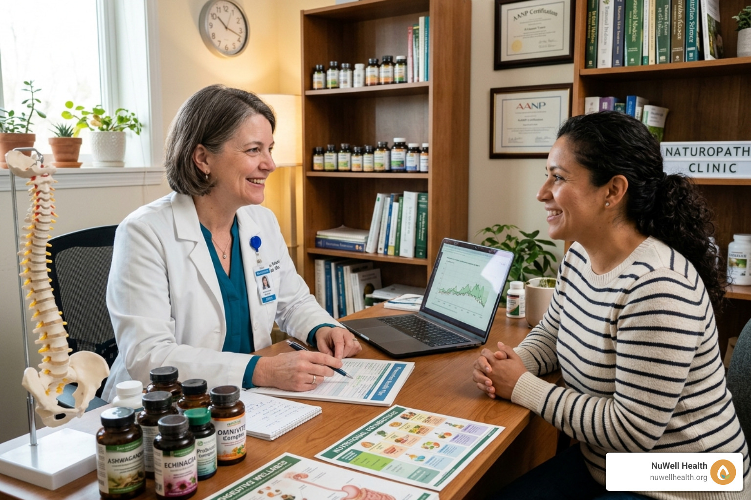 Naturopathic doctor discussing personalized preventive natural health strategies with a patient - preventive natural health
