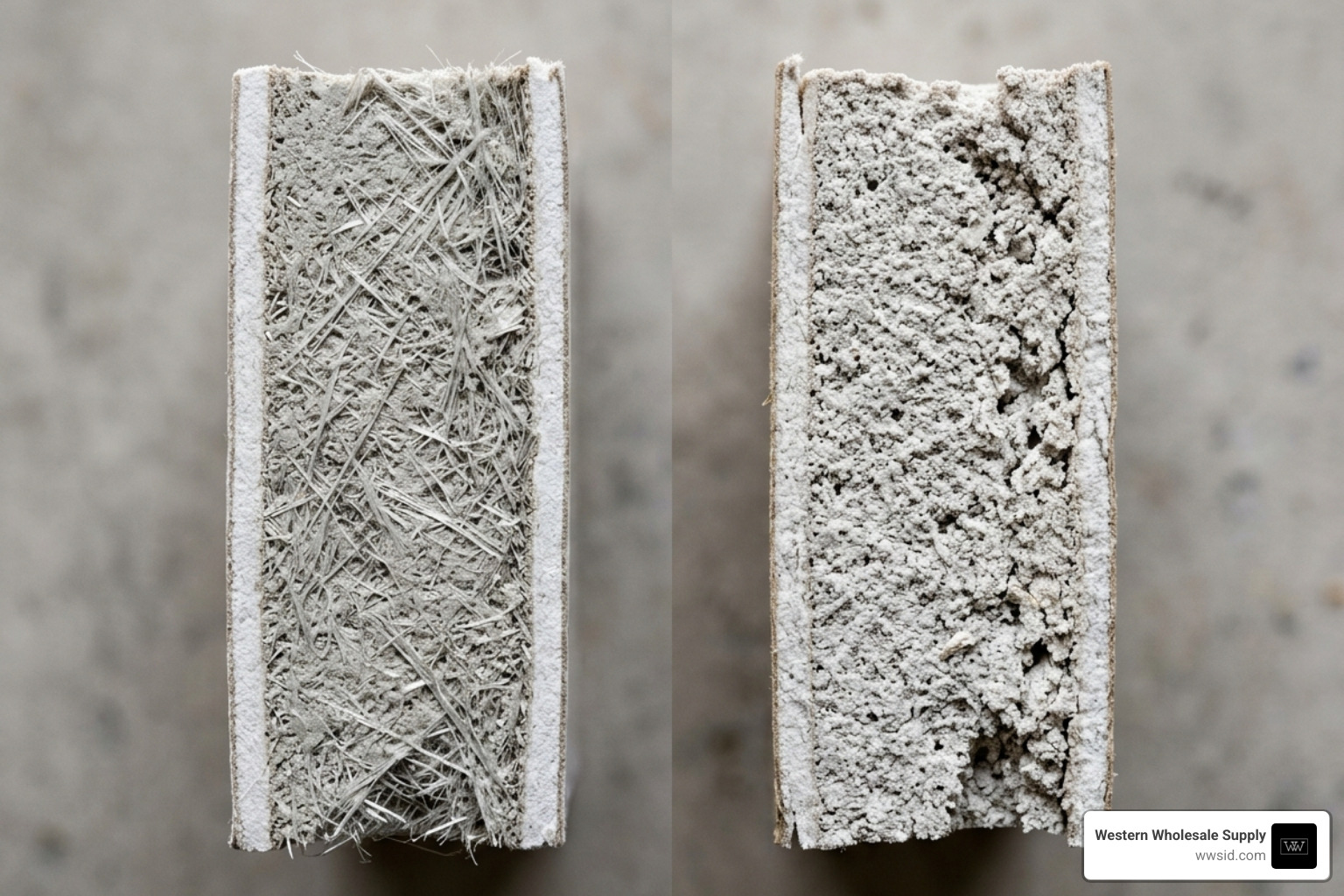 Comparison of dense premium drywall core versus standard gypsum board - high quality drywall Comparison of dense premium drywall core versus standard gypsum board - high quality drywall