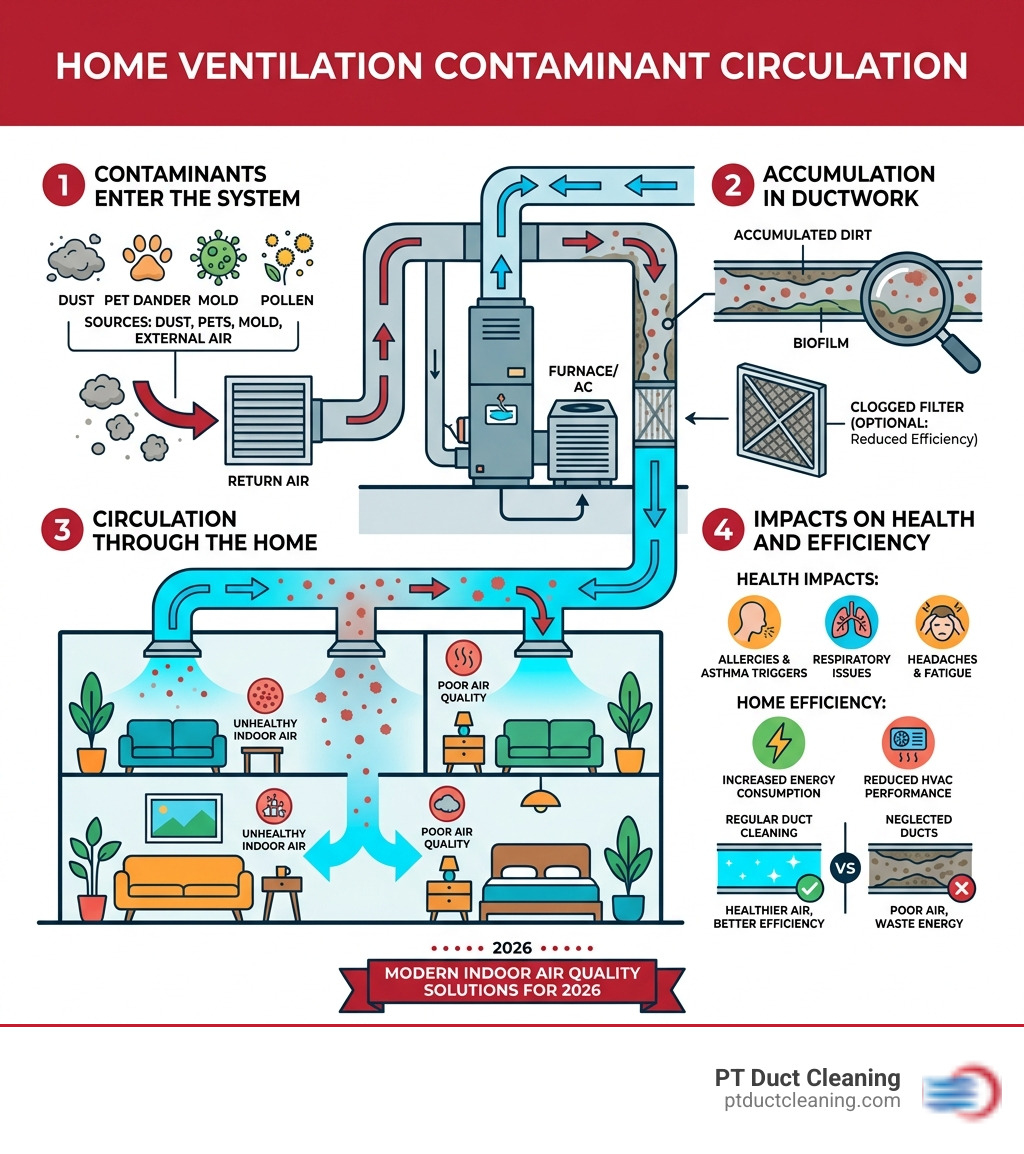 How contaminants circulate through home ventilation systems and impact indoor air quality - affordable duct cleaning near me