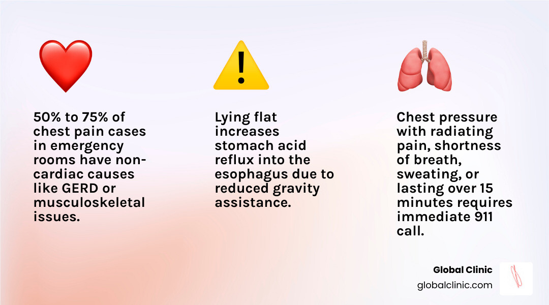 infographic showing common causes of chest pressure when lying flat and warning signs to watch for - chest pressure when infographic showing common causes of chest pressure when lying flat and warning signs to watch for - chest pressure when