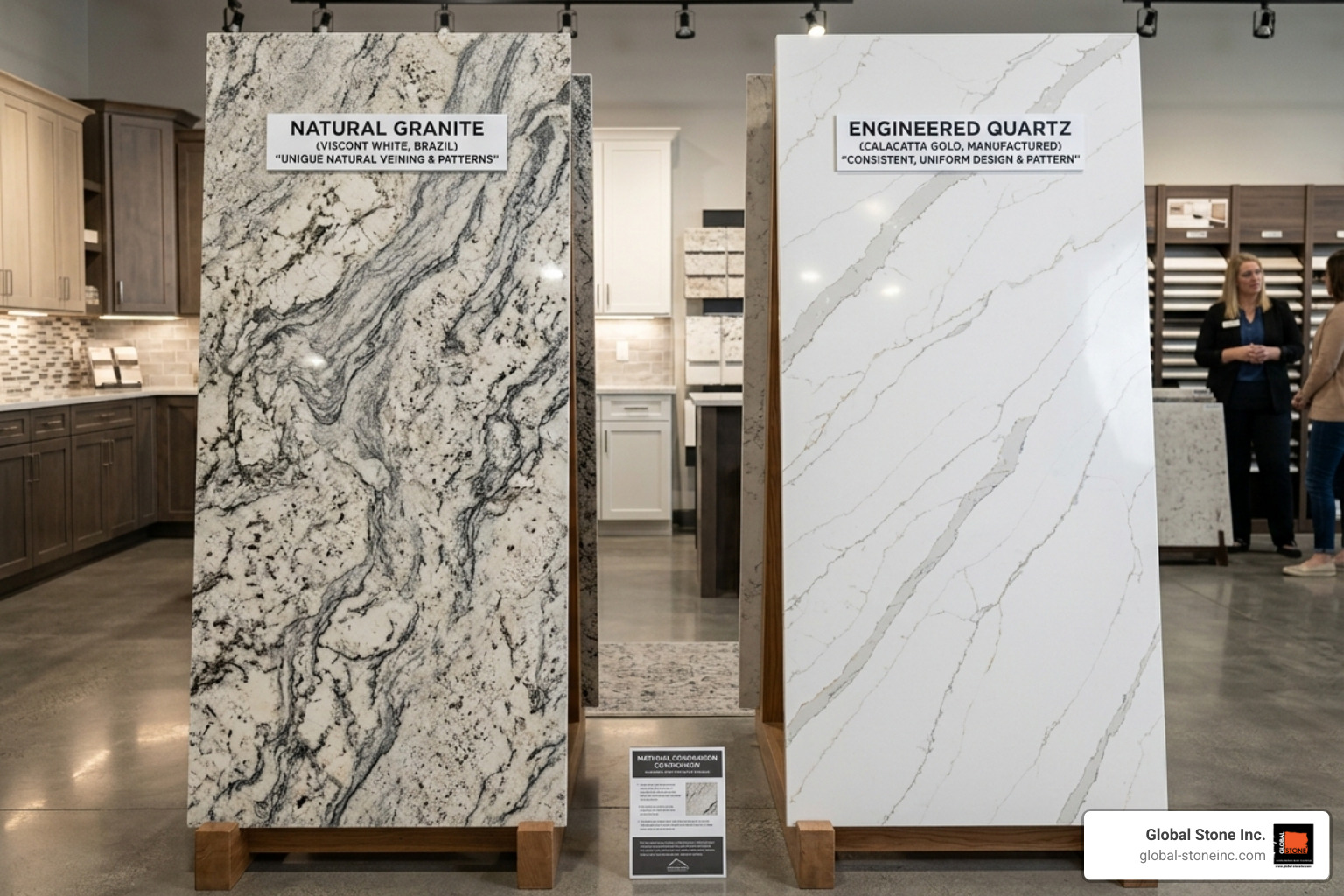 Comparing natural granite slabs and engineered quartz - countertop installation Comparing natural granite slabs and engineered quartz - countertop installation