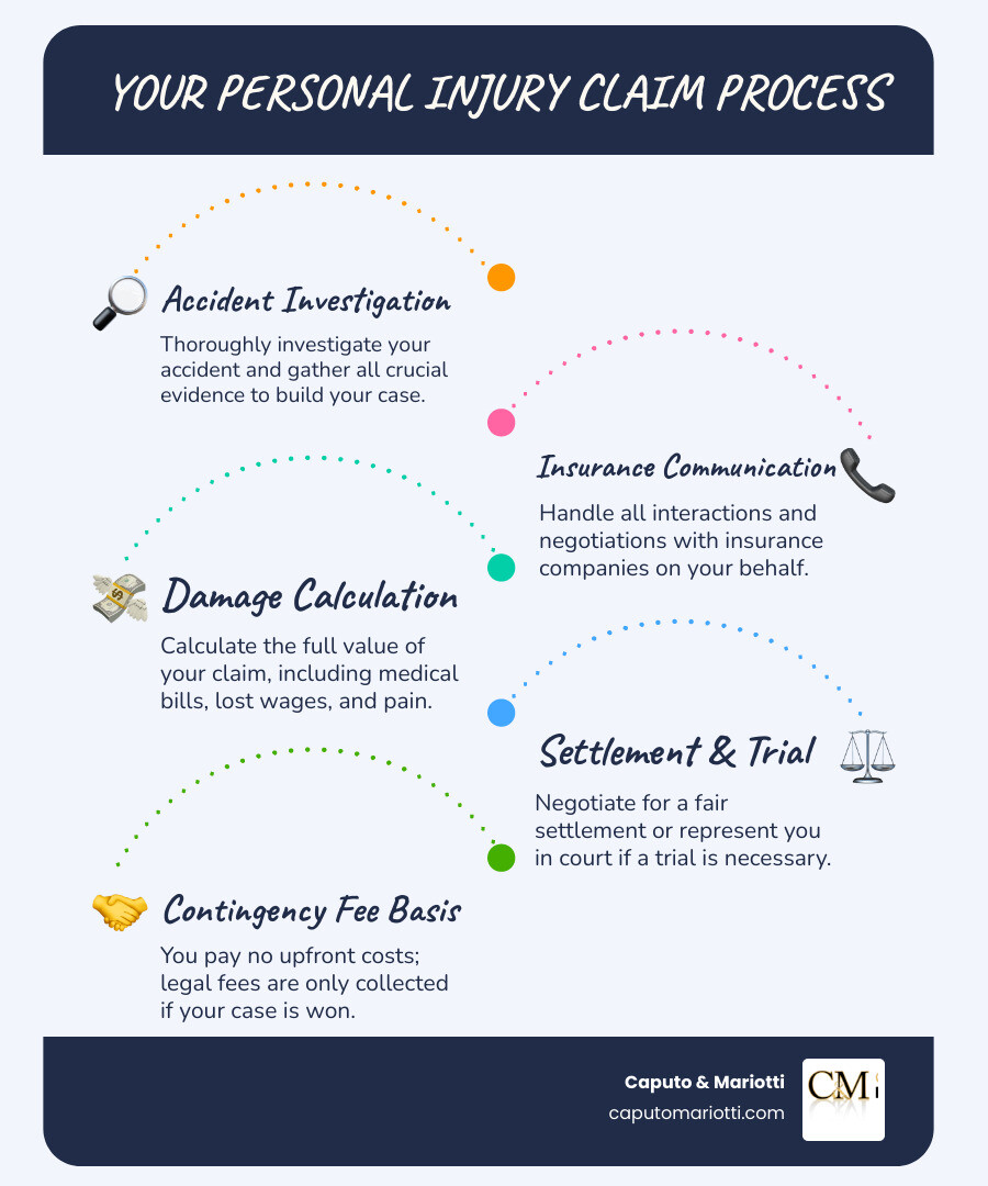 Step-by-step personal injury claim process infographic - accident injury law firm infographic Step-by-step personal injury claim process infographic - accident injury law firm infographic