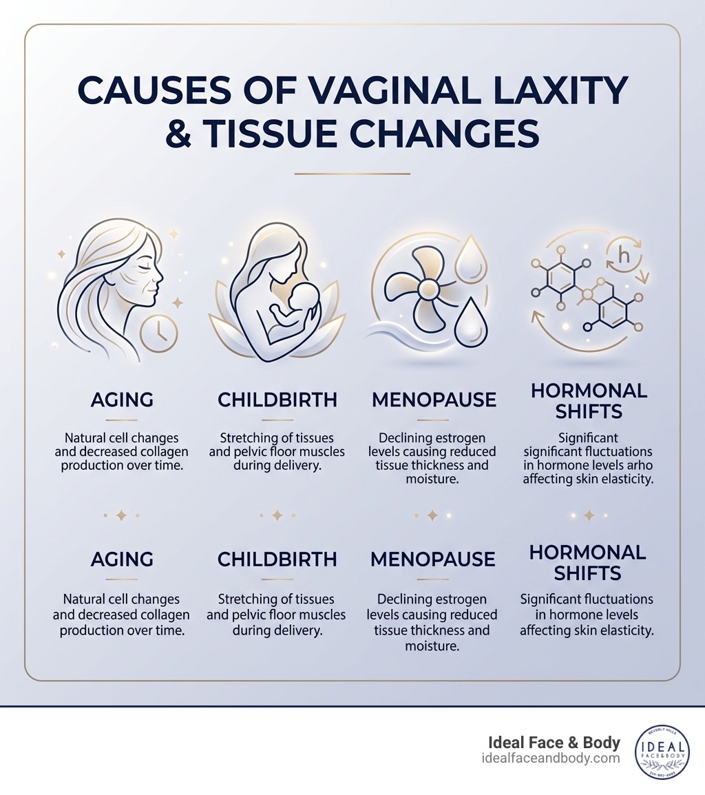 Causes of vaginal laxity and tissue changes: aging, childbirth, menopause, hormonal shifts - Vaginal rejuvenation Beverly Causes of vaginal laxity and tissue changes: aging, childbirth, menopause, hormonal shifts - Vaginal rejuvenation Beverly