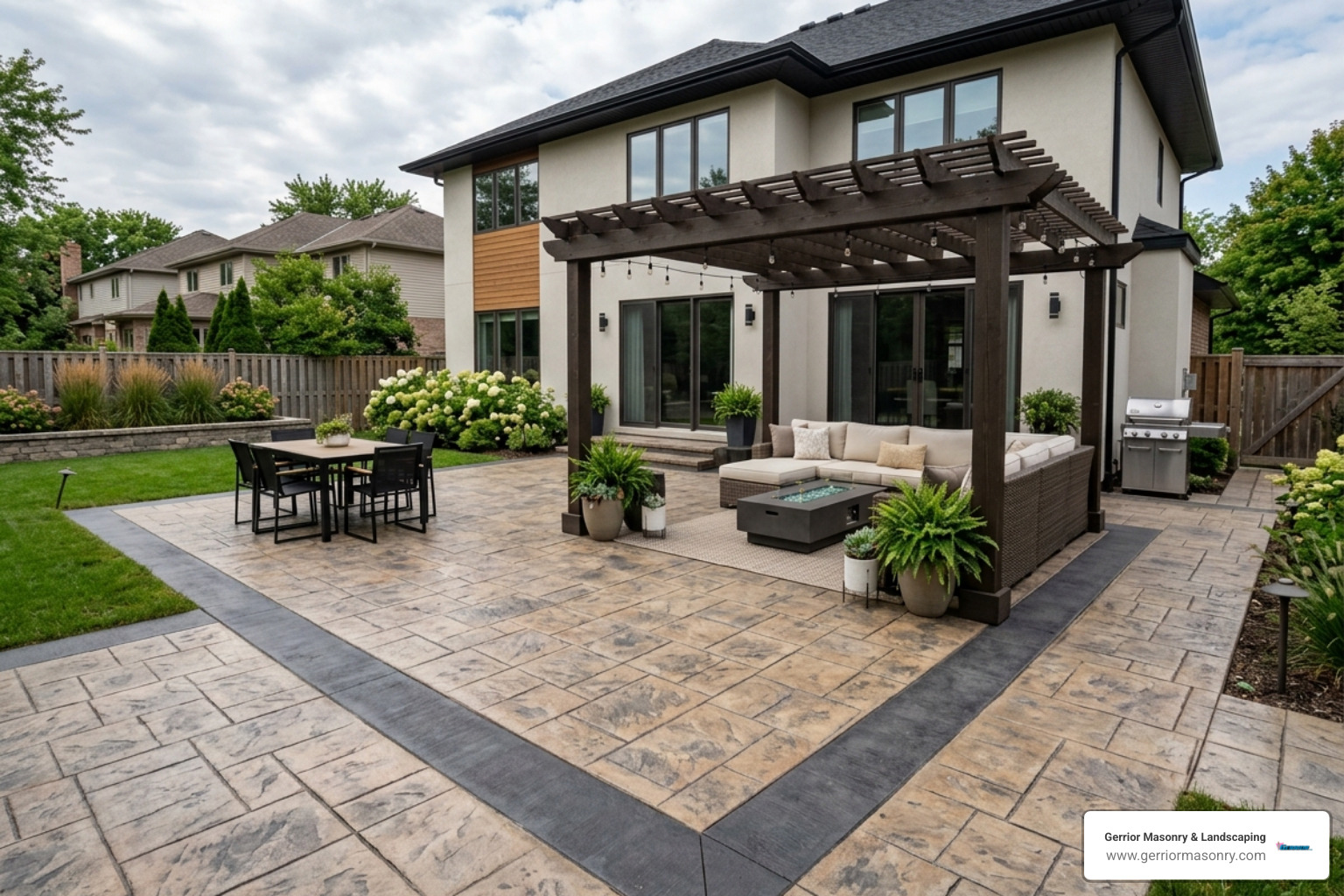 decorative concrete patio with stamped patterns and border - concrete contractor near me decorative concrete patio with stamped patterns and border - concrete contractor near me
