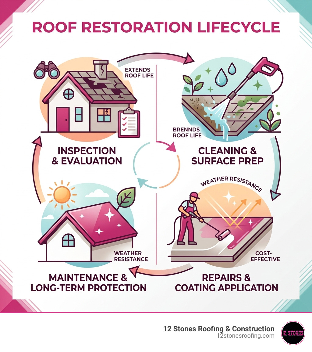 roof restoration lifecycle - roof restoration in pasadena tx infographic 