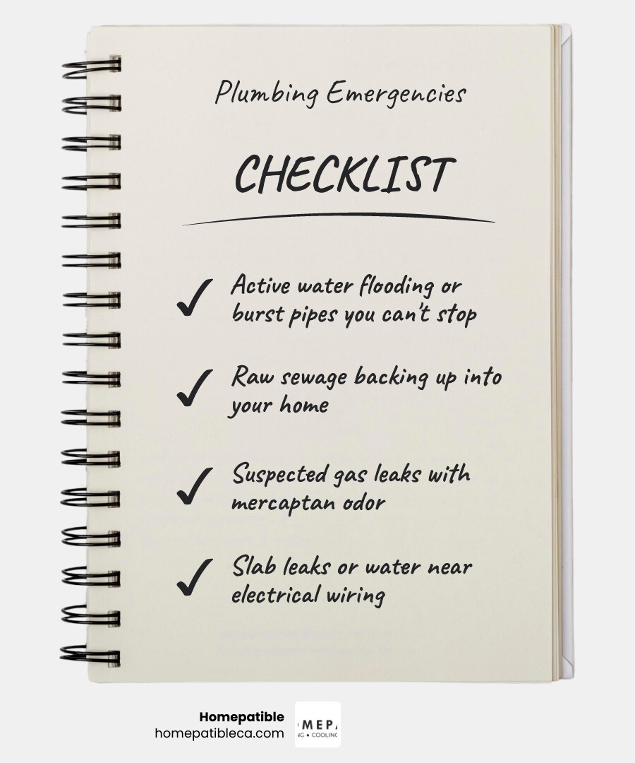 infographic showing emergency vs non-emergency plumbing problems and 10-minute response steps - when a plumbing problem is infographic showing emergency vs non-emergency plumbing problems and 10-minute response steps - when a plumbing problem is